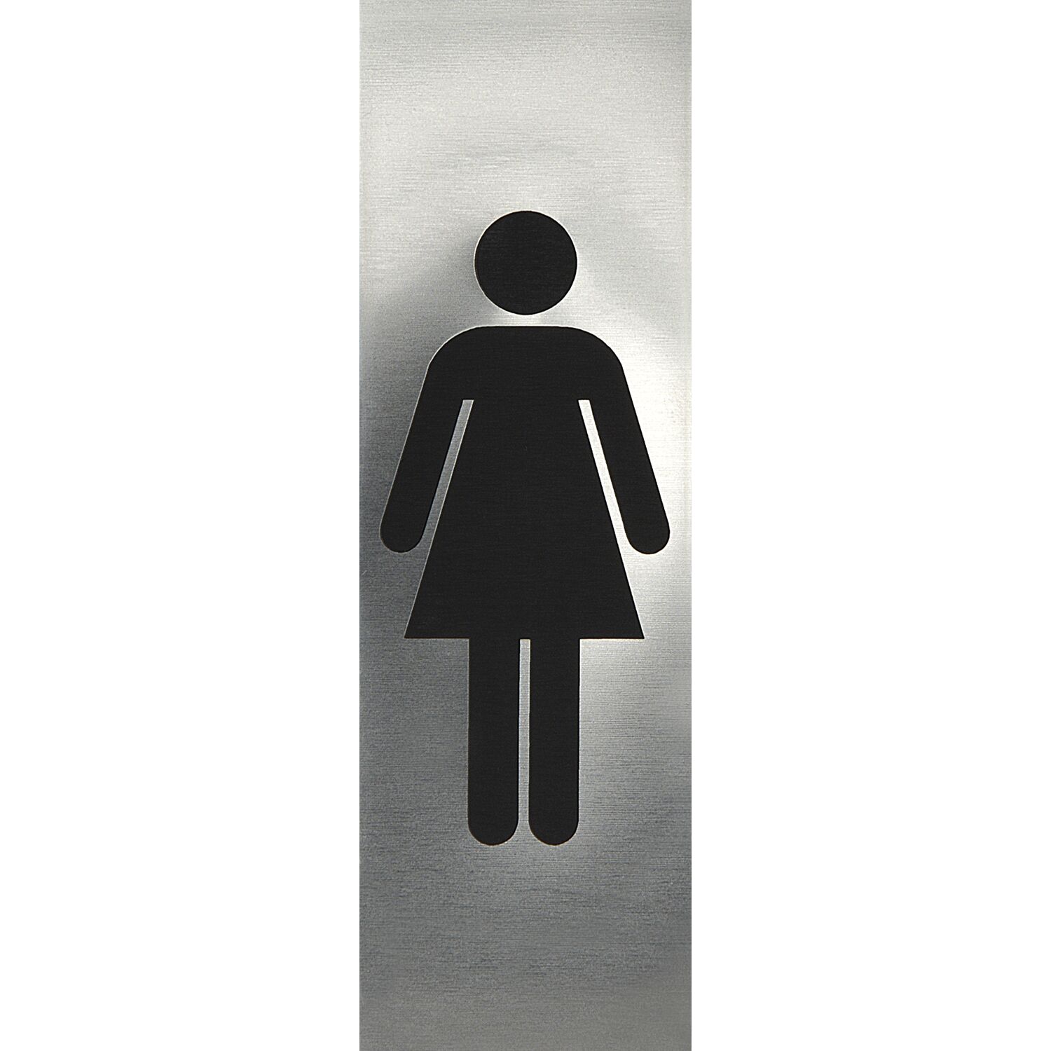 WC Symbol Frau selbstklebend, 48 x 150 mm, Edelstahl gebürstet