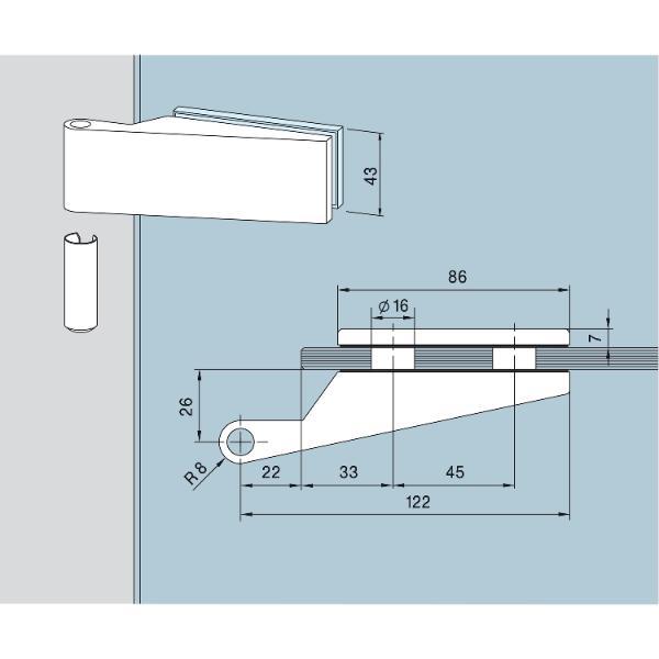 DORMA-Glas DORMA-Glas Bandoberteil mit Hülse Studio Classic 10.021, silber eloxiert