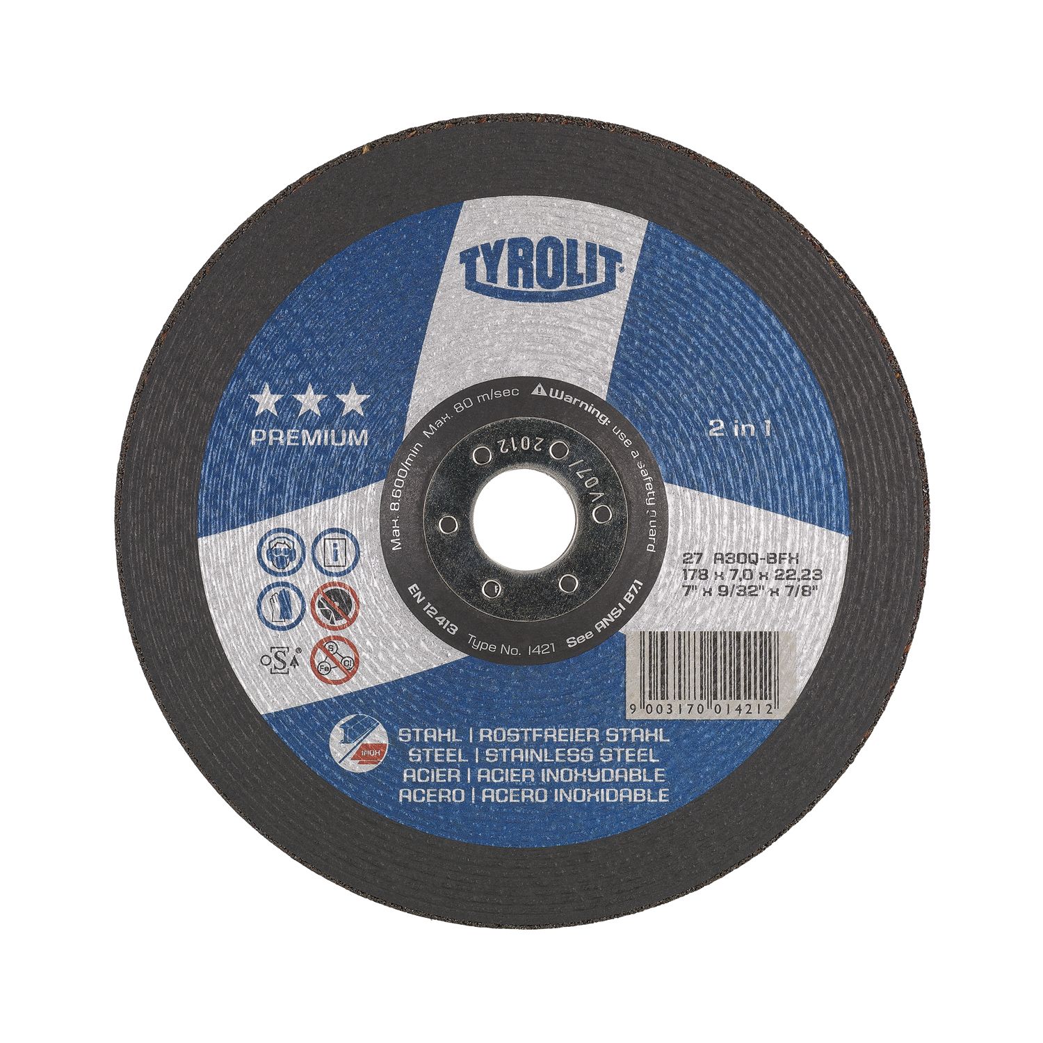 Tyrolit Schruppscheibe Premium*** A30Q-BFX 125 x 4 mm 2in1 Form 27
