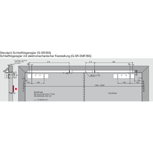dormakaba Türschließer TS 93 G GSR/BG-V, EN 2-5, 2-flg. Gleitschiene, silber