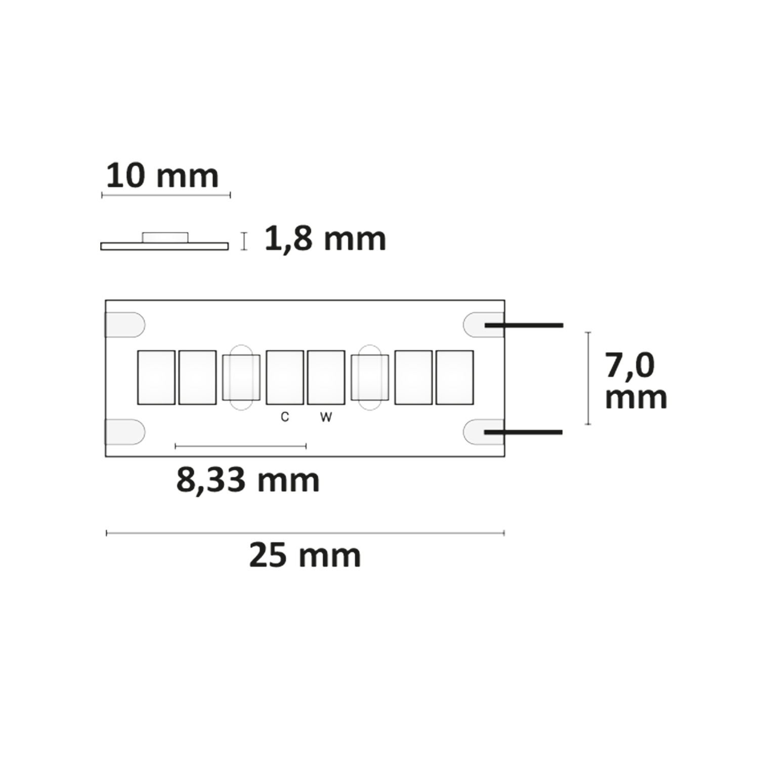ISOLED LED CRI919/940 MiniAMP CCT Flexband 12V DC 15W IP20 120cm 2 polig Kabel mit Stecker 240 LED/m
