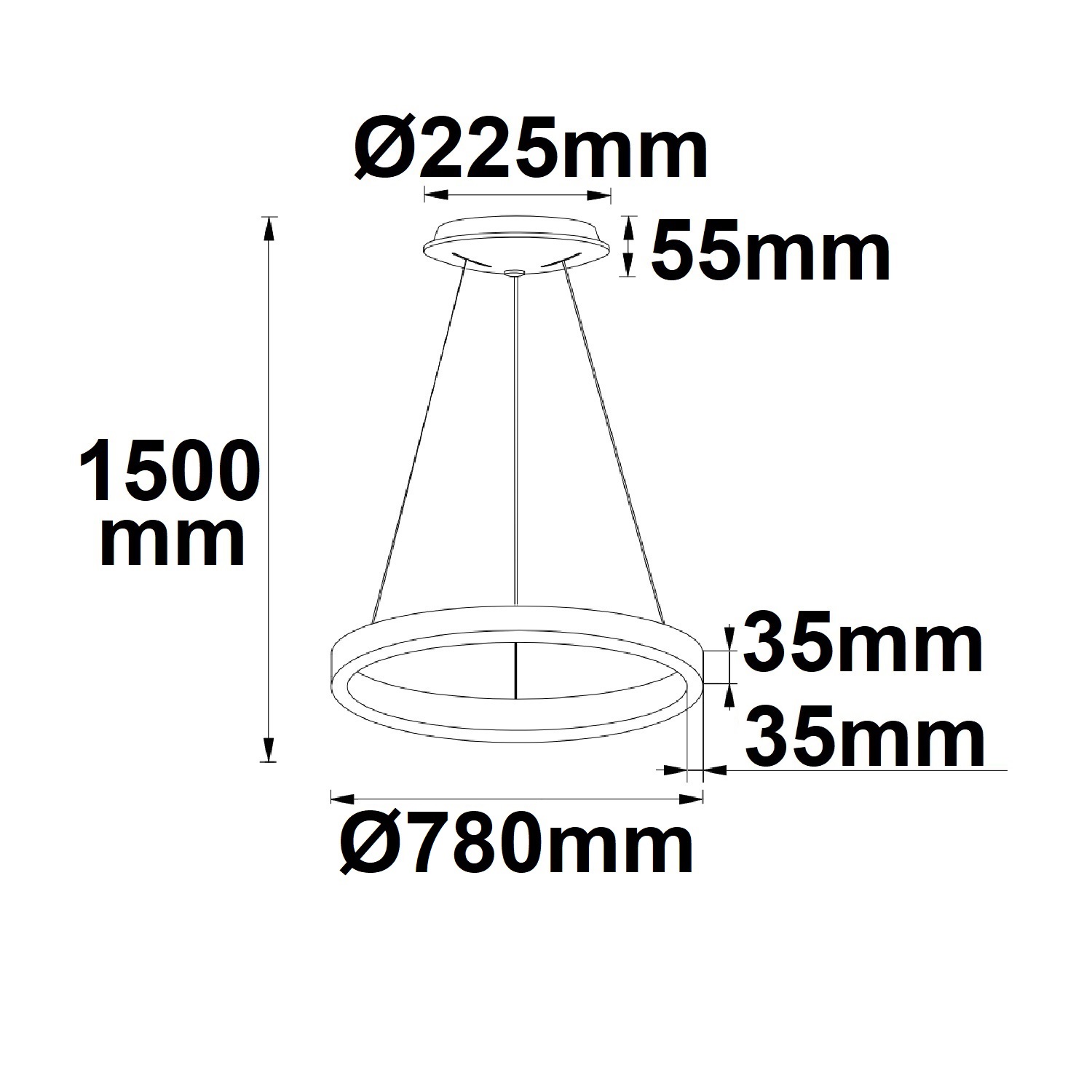 ISOLED LED Hängeleuchte Orbit 780 schwarz 60W rund ColorSwitch 3000|3500|4000K dimmbar