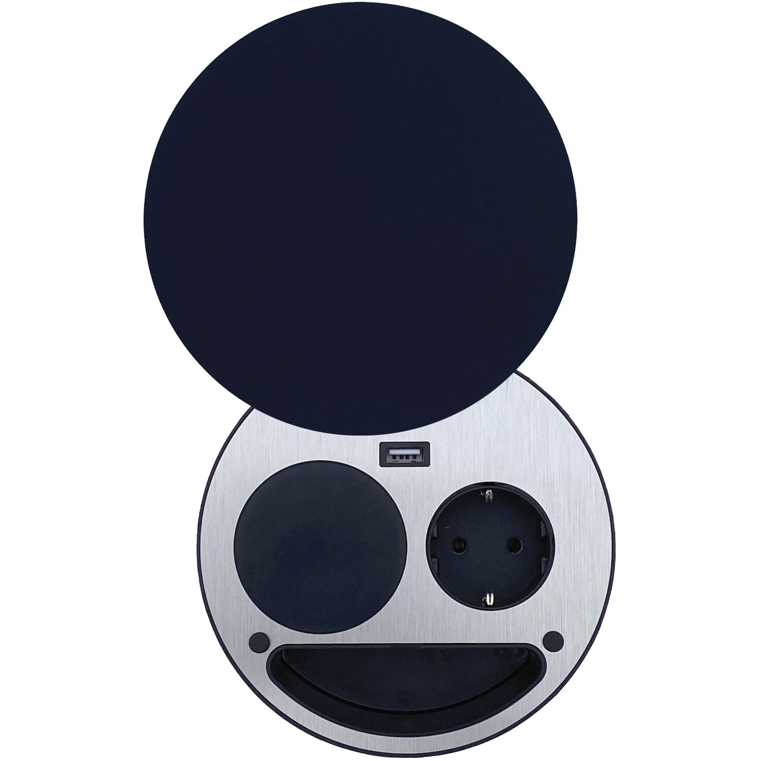 Steckdosenelement Smile Schuko, USB und Wireless-Charger, schwarz
