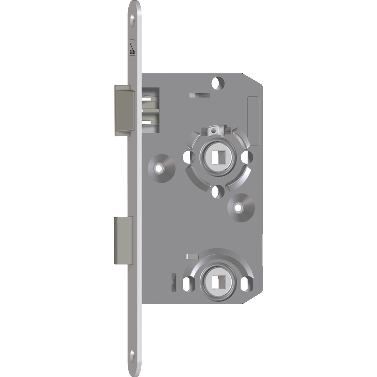 SAG Einstemmschloss 1 413000 WC,DM 55,Stulp 235x20x3mm,rechts, silber lackiert