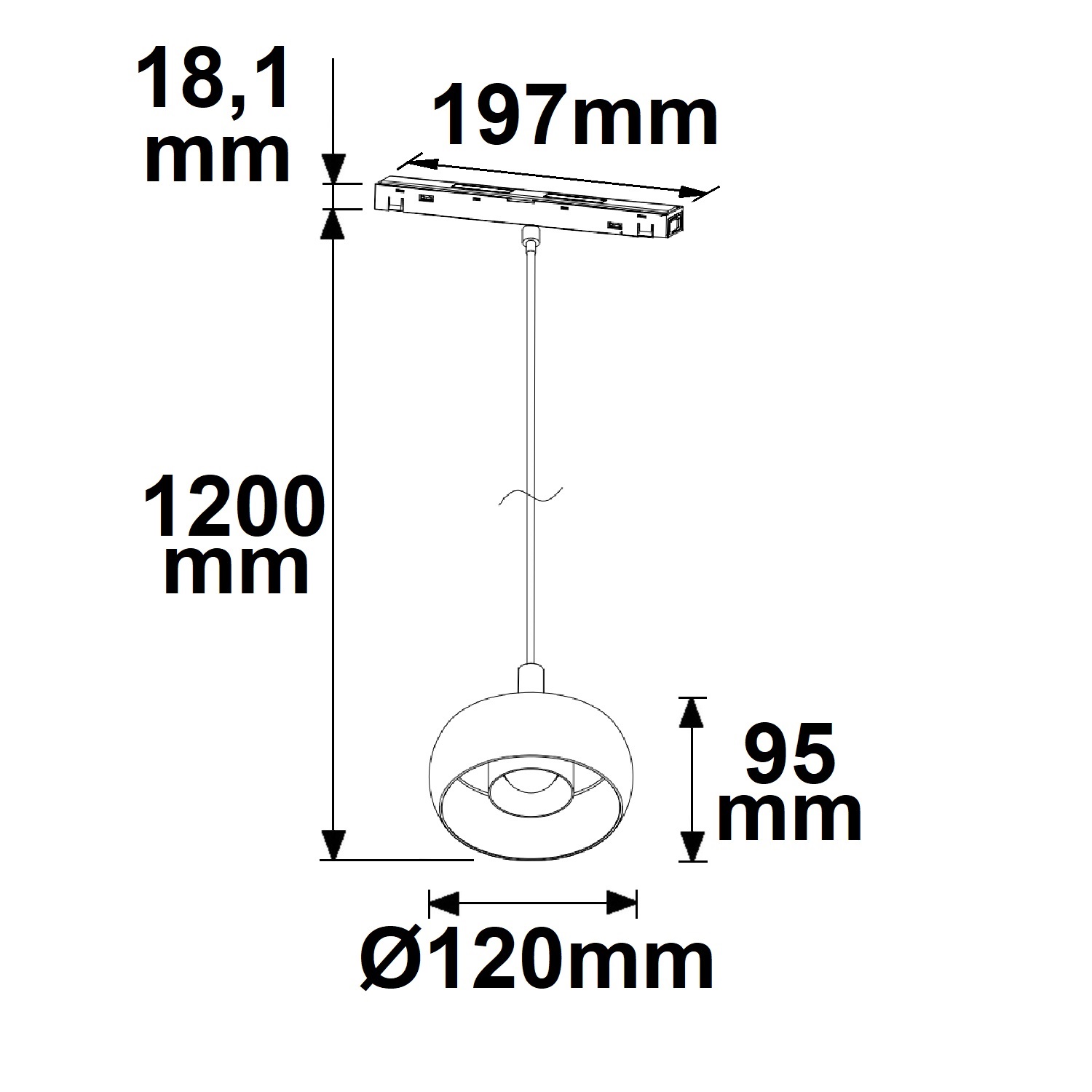 ISOLED Track48 Hängeleuchte Circle 8W 45° 48V DC schwarz 3000K