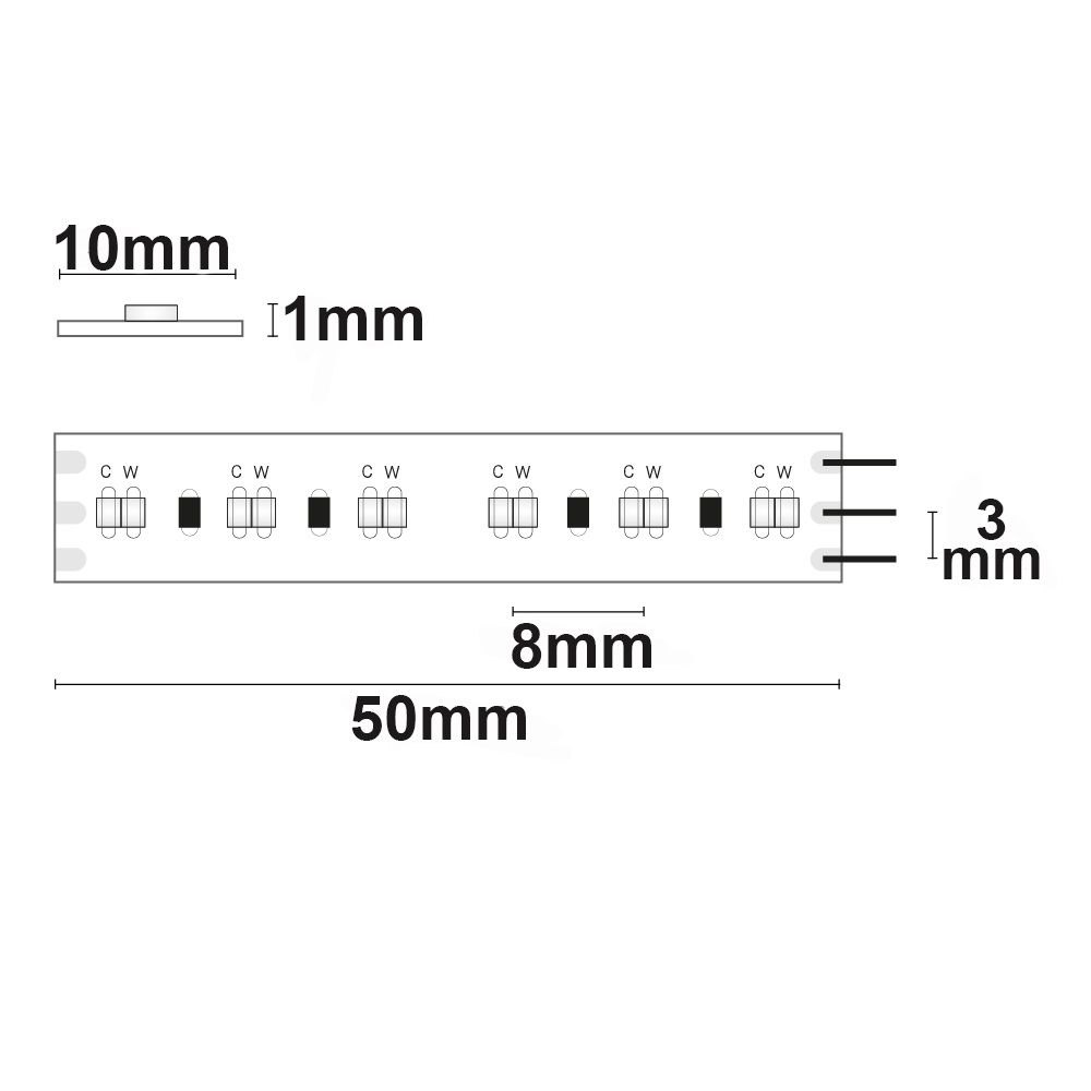 ISOLED LED CRI930/960 Linear10 CCT Flexband 24V DC 10W ww + 10W kw IP20 5m Rolle 240 LED/m