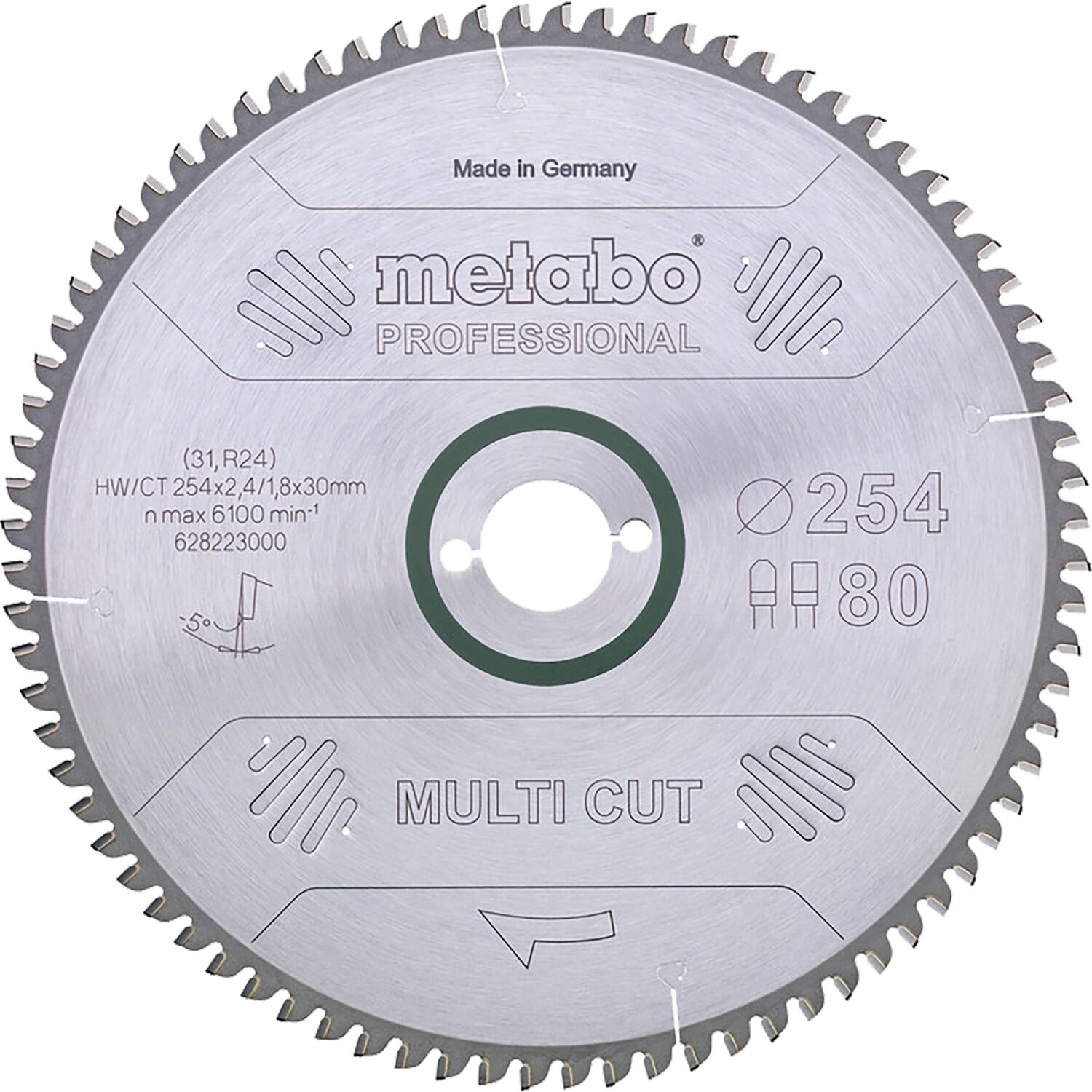 METABO HW-Kreissägeblatt Multi Cut 254x2,4x30 mm Z80 TZ/FZ neg.