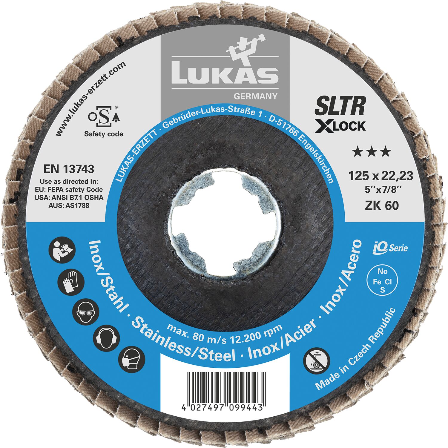 Lukas Schleiflamellenteller SLTR X-LOCK Zirkonkorund ø 125 mm Korn 40