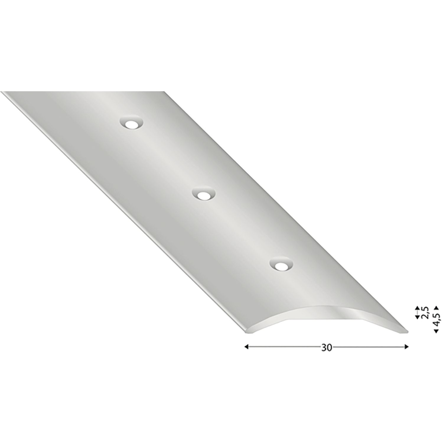 Kügele Hohlflachprofil Edelstahl gebürstet 30/2700 mm gelocht