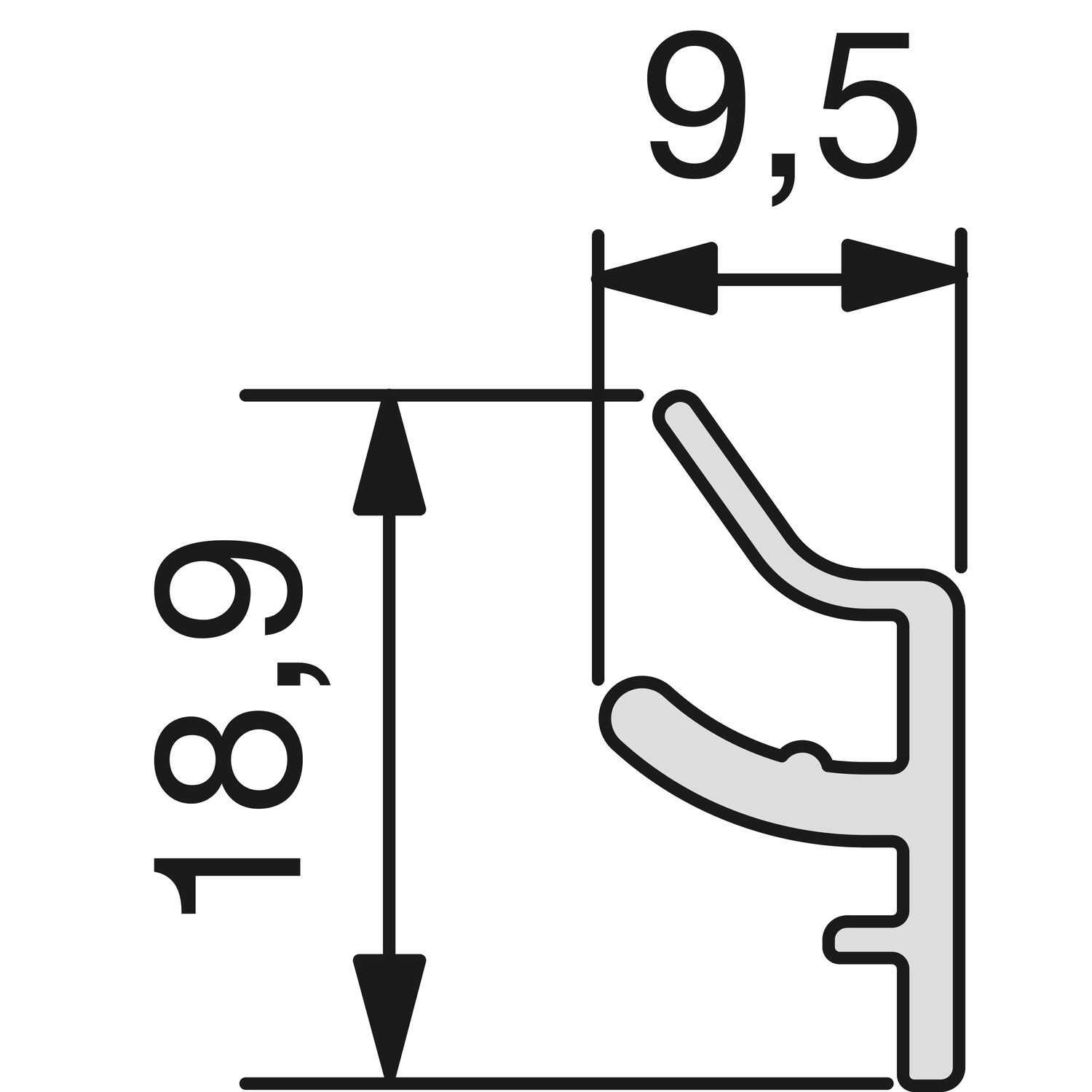 SCHÜCO ALUMIS Sockelsystem Lüftungslamellen 5000 mm Edelstahl-Effekt