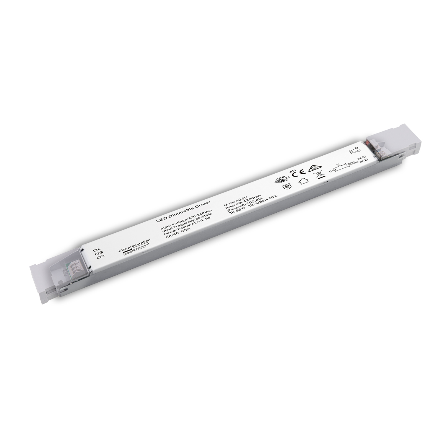 ISOLED LED PWM-Leuchten-Trafo 24V/DC 0-100W Push/DALI dimmbar flach schmal