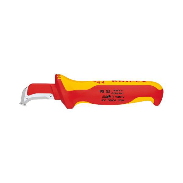 Knipex Kabelmesser VDE 9855, Hakenklinge, Gleitschuh, Klingenlänge 38mm, L=180mm