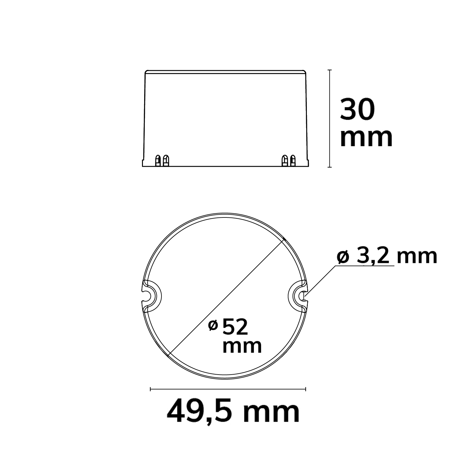 ISOLED LED Schalterdosen-PWM-Trafo 24V/DC 0-25W Tiefe 30mm IP65 dimmbar SELV