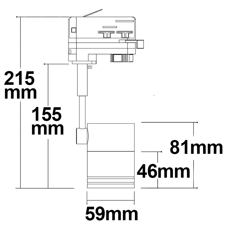 ISOLED 3-Phasen Schienen-Adapter für GU10-Spots schwarz matt