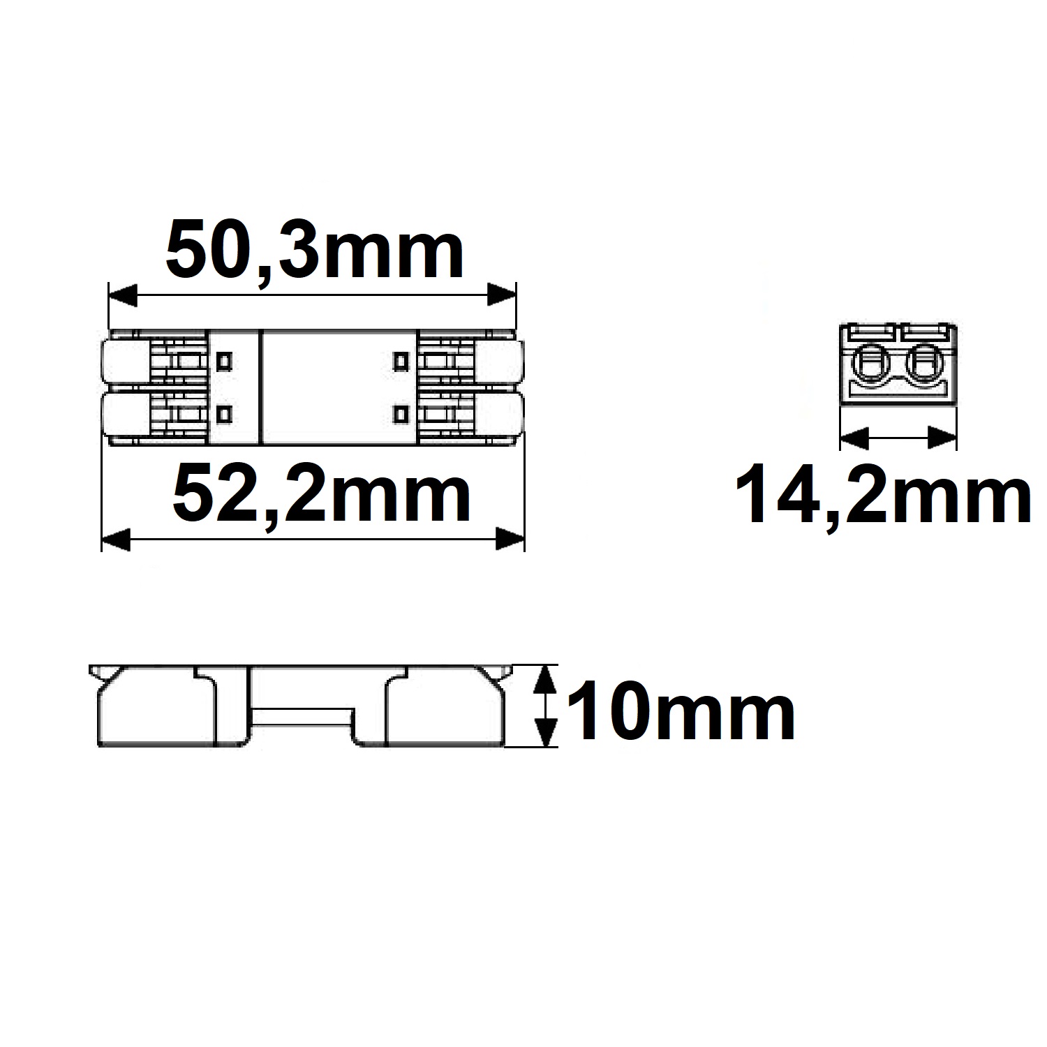 ISOLED Durchgang Steckverbinder 2-polig 0,5-2,5mm² max. 250V/10A