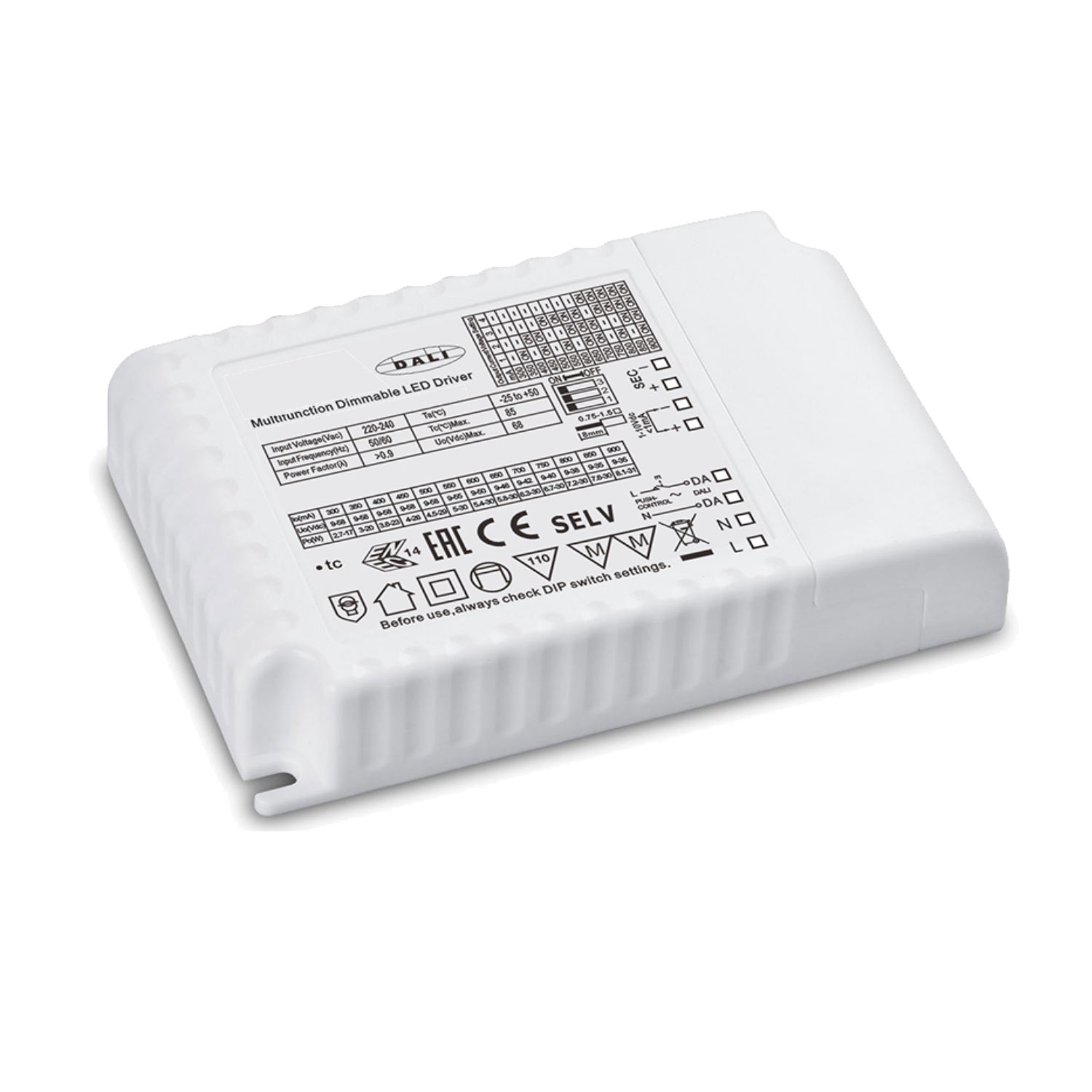 ISOLED LED Konstantstrom Trafo 300-900mA (9-58V) 30W Push/1-10V/DALI-2 dimmbar SELV