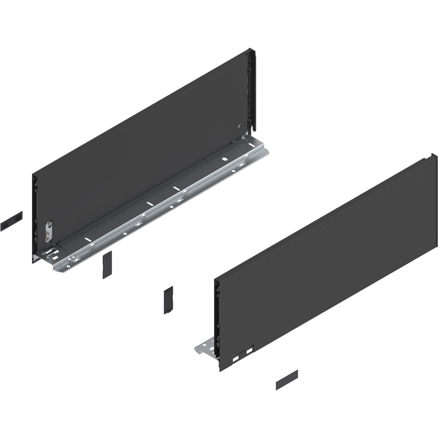 blum LEGRABOX pure SET Höhe C, TIP-ON, 70kg, NL 600, Carbonschwarz