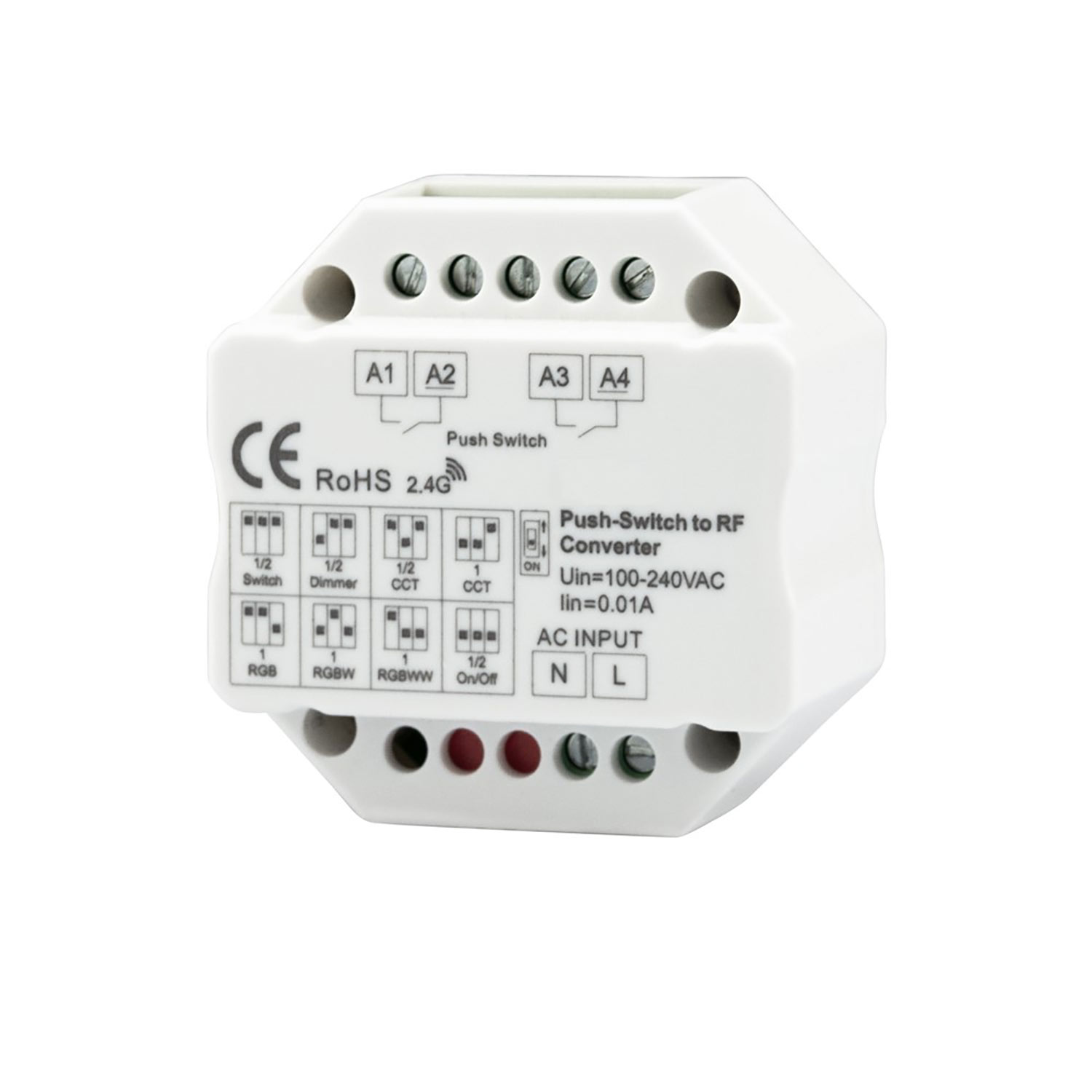 ISOLED Sys-Pro 2-Push Input Funk-Output für Switch/Dimm/CCT/ RGB/RGB+W Empfänger 100-240V
