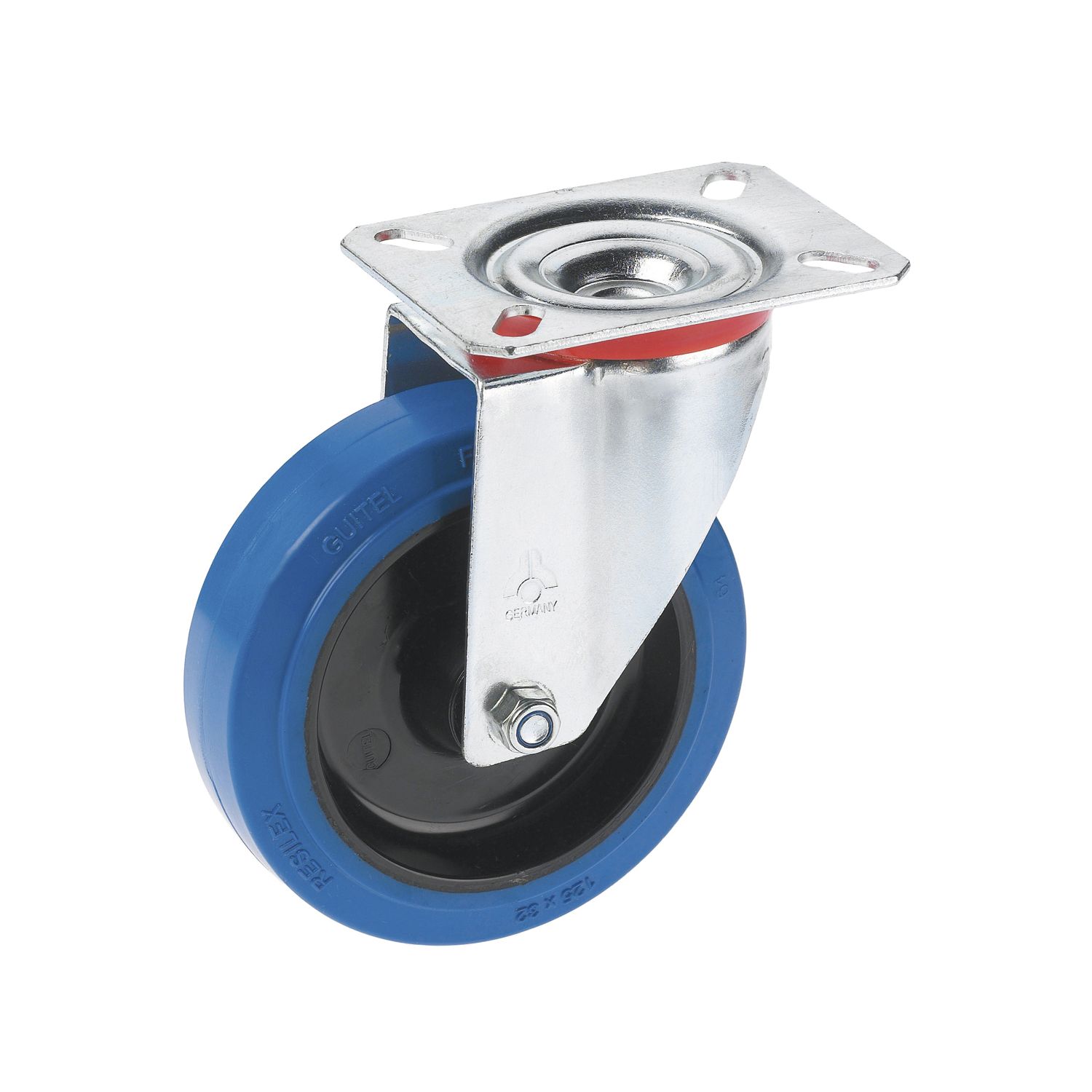 Dörner + Helmer Lenkrolle Elastik blau Platte 125 mm 200 kg