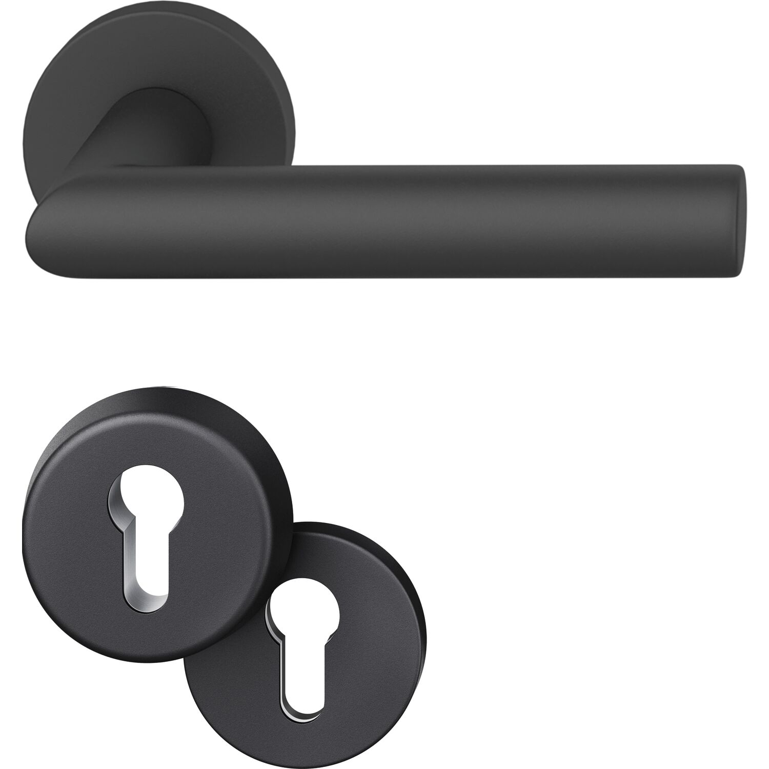 FSB Haustürdrückergarnitur 12 1076, Aluminium schwarz matt