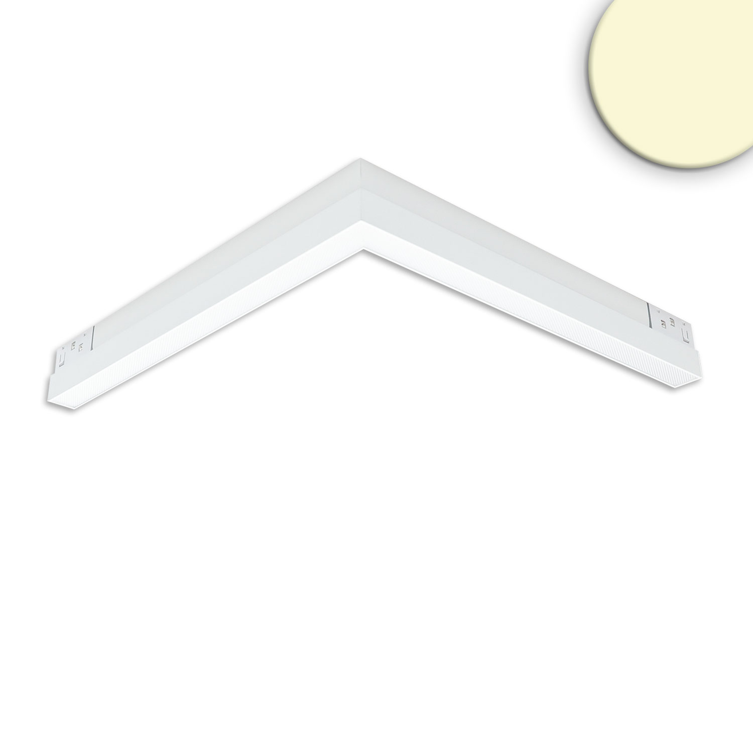 ISOLED Track48 Eckleuchte horizontal weiß 20W 120° 48V DC 3000K CRI90 prismatisch Line+ DALI dimmbar