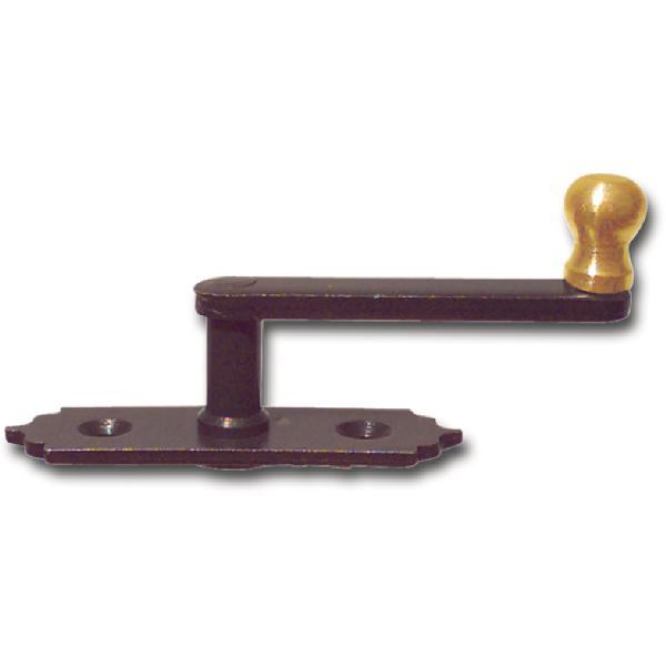 Fensterreiber Antik mit Messingknopf, 20 mm, Stahl schwarz lackiert