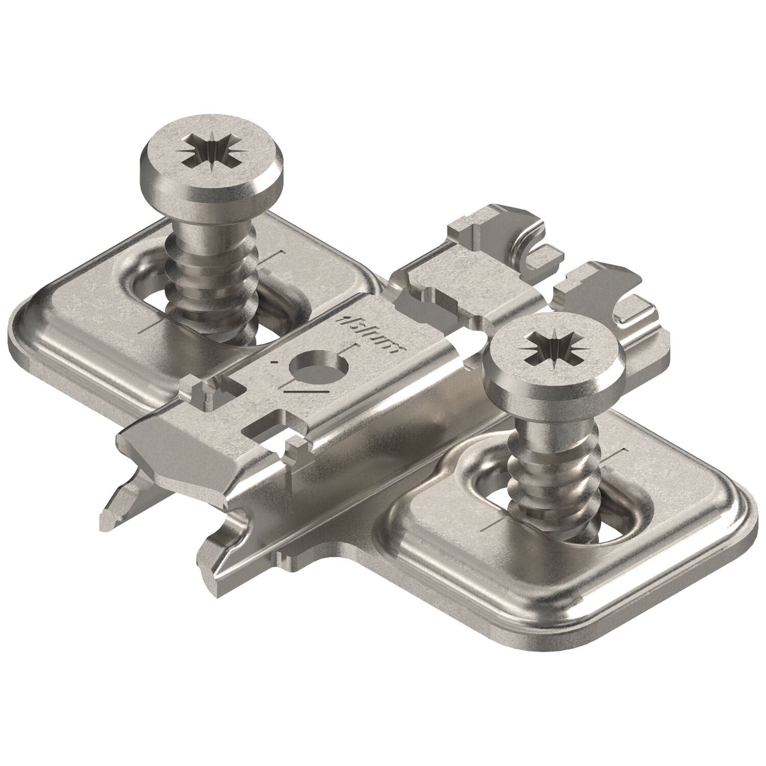 blum CLIP Kreuzmontageplatte Langloch, Stahl, Systemschrauben, Distanz 0 mm