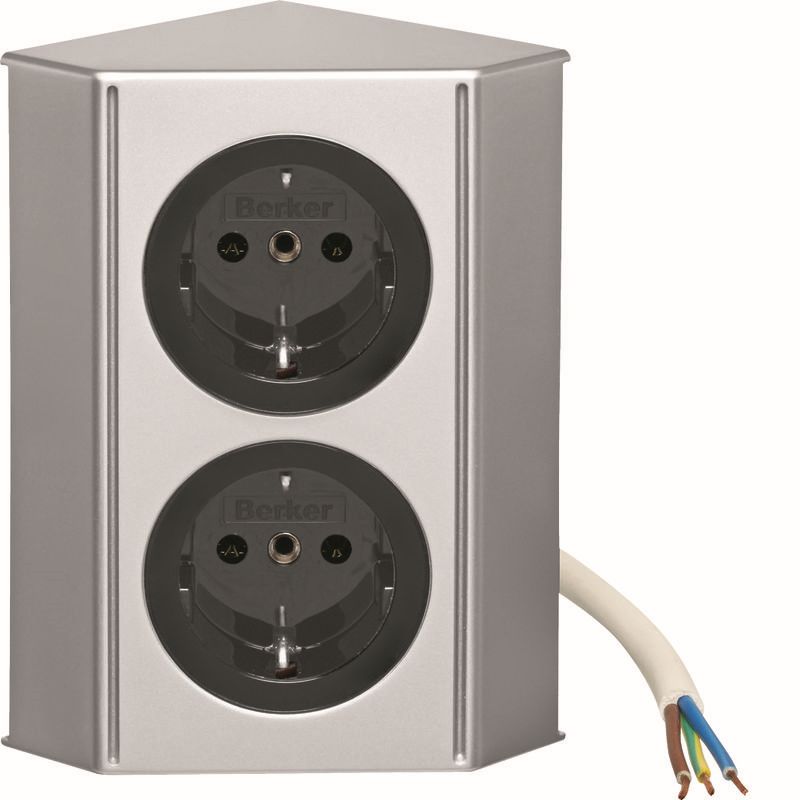 Berker Integro TWIN-Box mit 2fach Schukosteckdose chrom matt