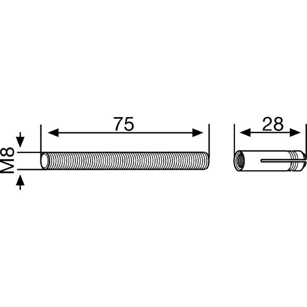 DORMA-Glas DORMA-Glas Gewindestift für PT 30, M 8 mit Dübel, Stahl verzinkt (03.134)