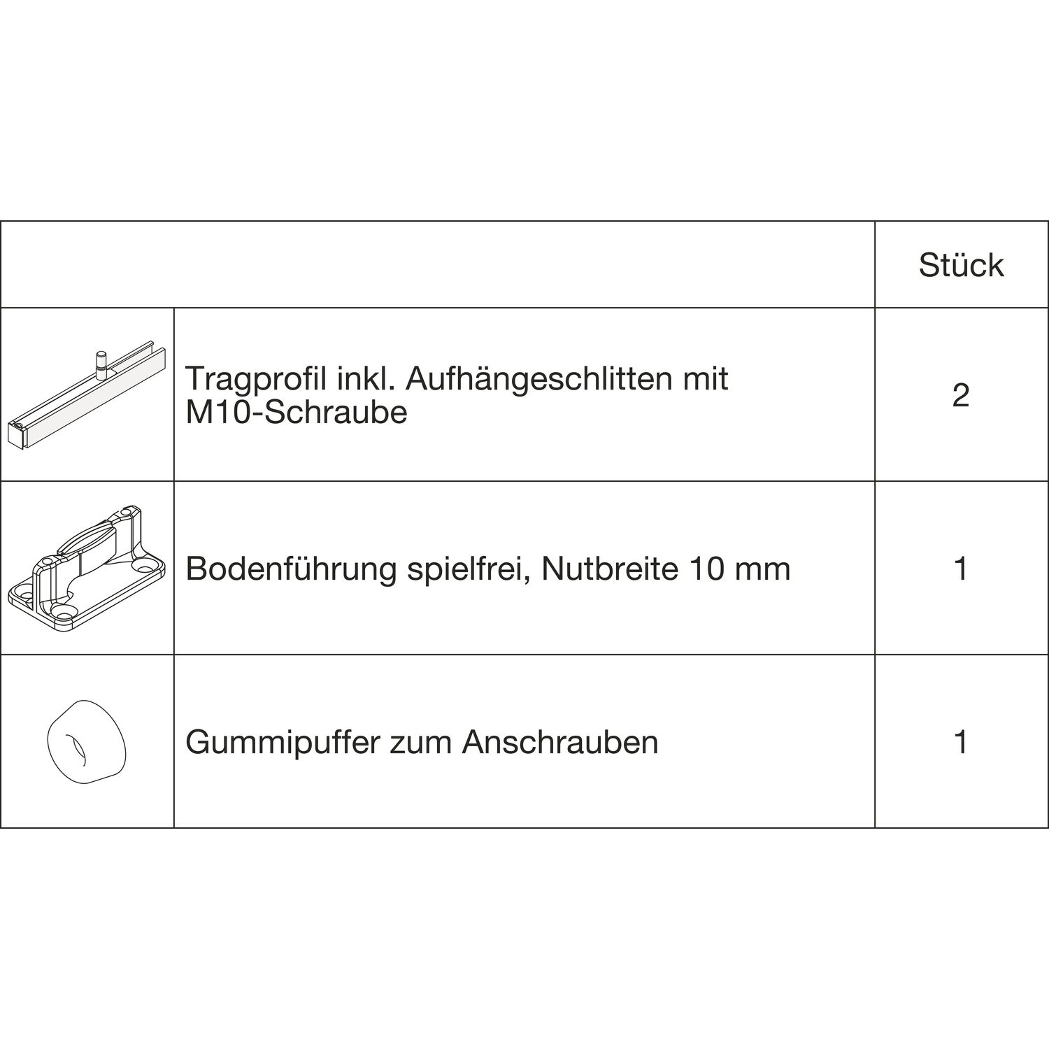 HAWA Junior 100/B Grundbeschlagset Holz ohne Laufwerk