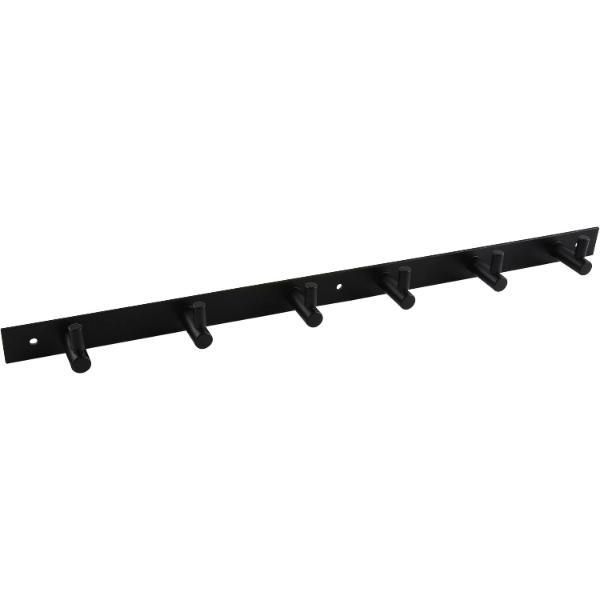 Garderobenleiste Linosa mit 6 Haken, Breite 460 mm, Stahl schwarz matt