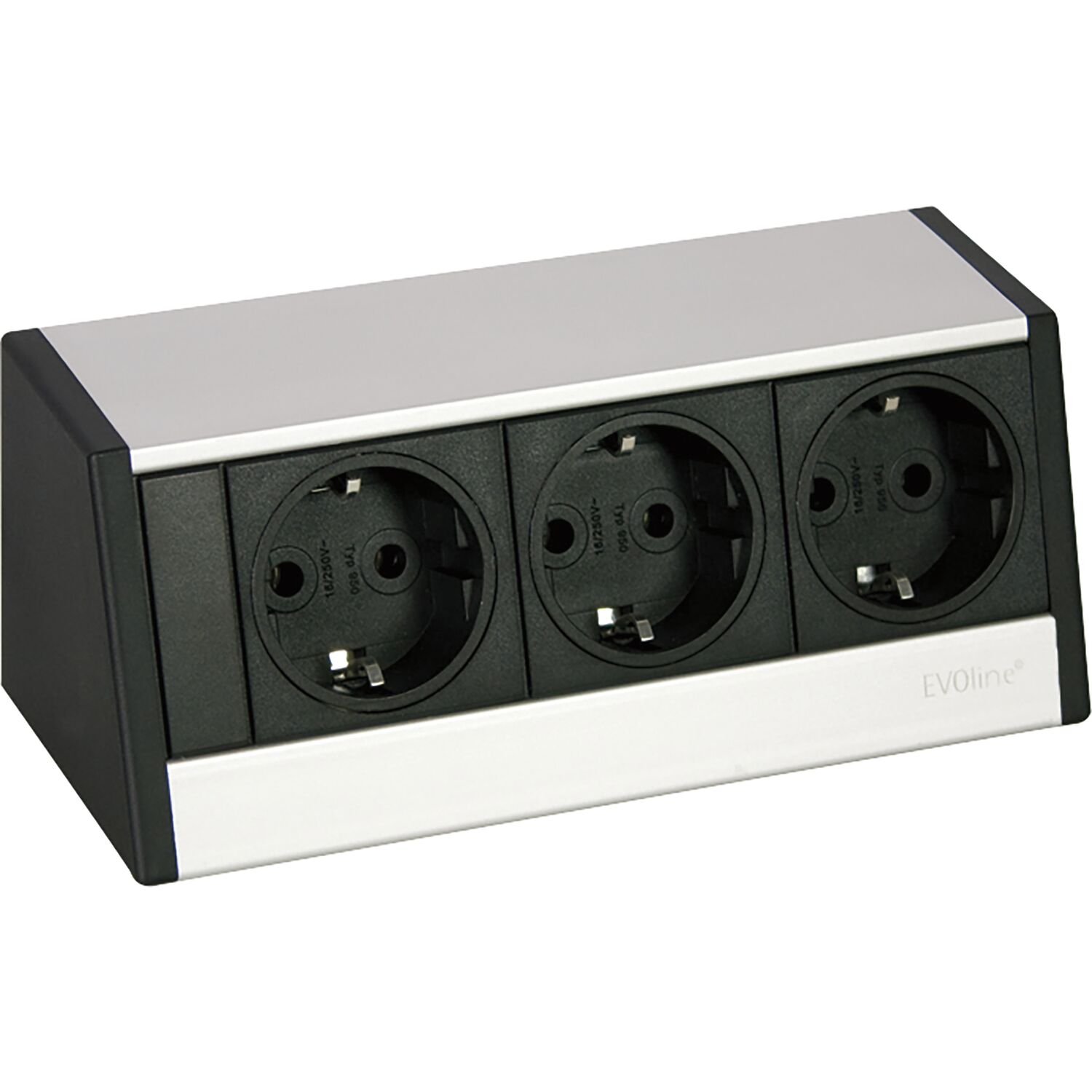 EVOline R-Dock Steckdosenelement 3 x Schuko alufarbig, schwarz