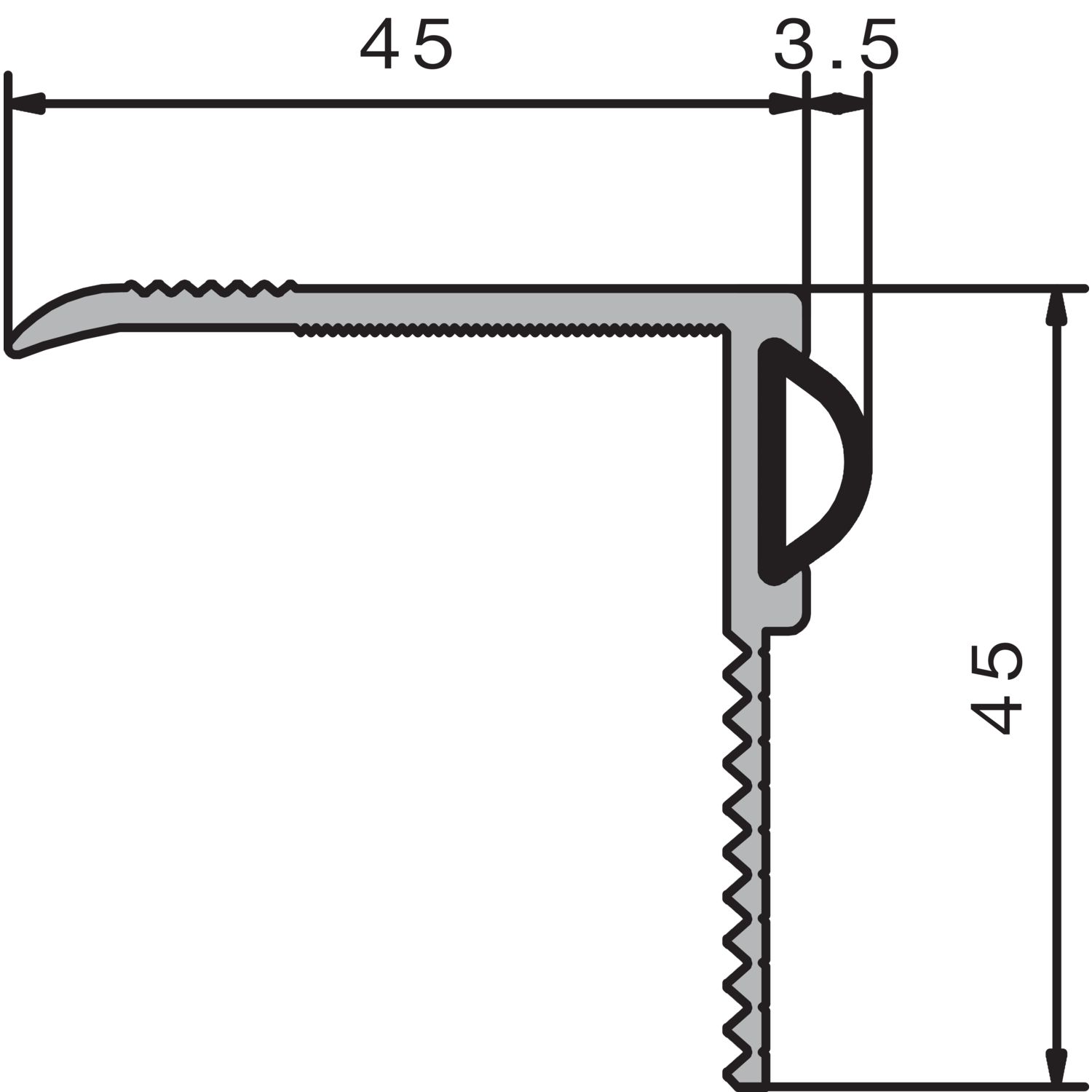 ninka Alumat Dichtungsschiene ARB 1, silber eloxiert, auf Maß geschnitten (150 mm)