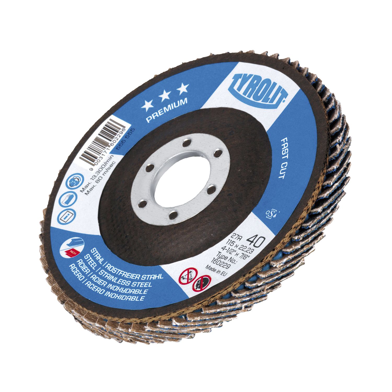 Tyrolit Schleiflamellenteller Fastcut Premium***gekröpft Ø 125 mm Korn 40