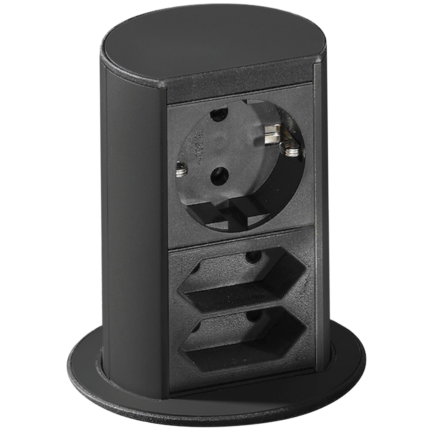 Steckdosenelement Elevator 1 x Schuko.- 2x Eurosteckdose, schwarz