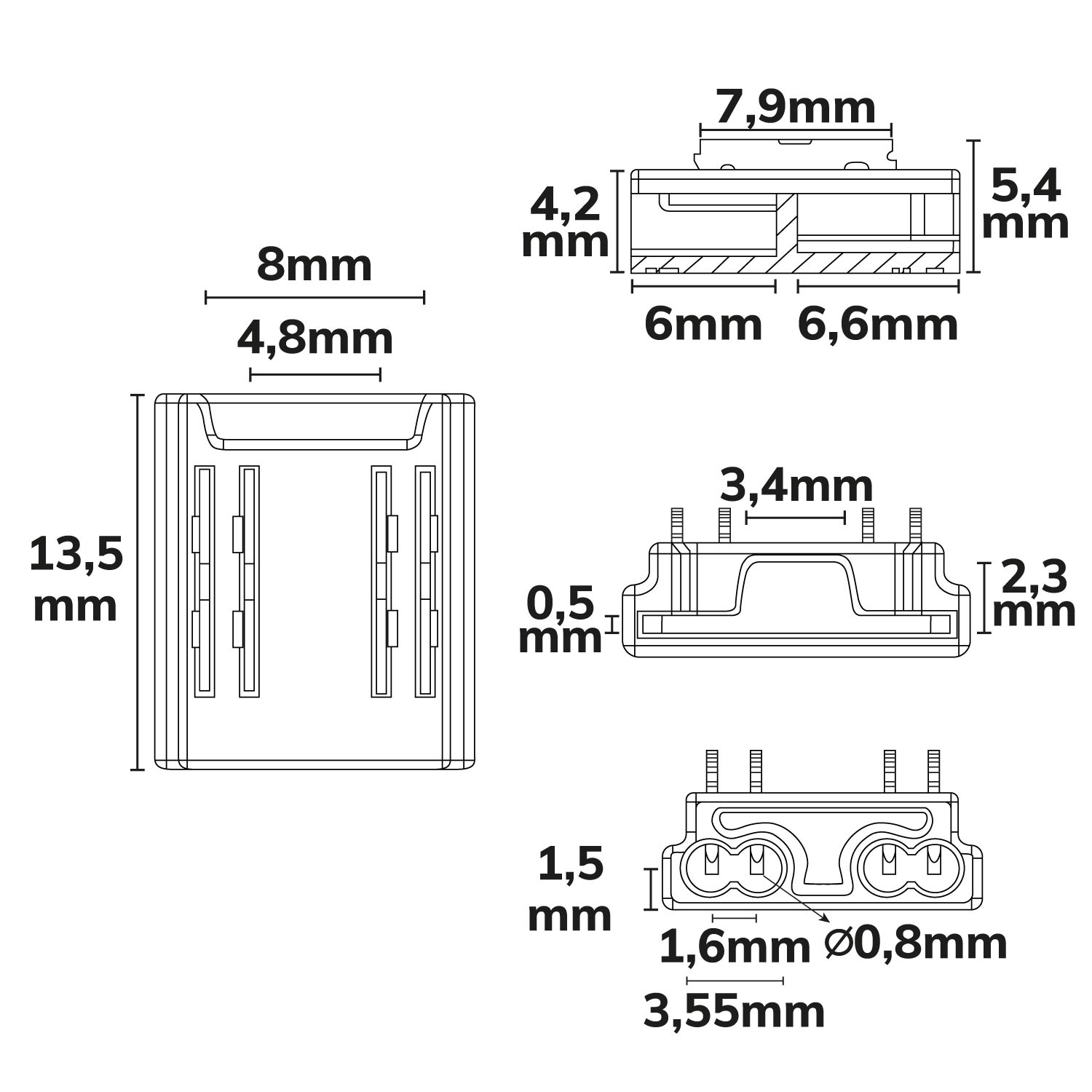 ISOLED Kontakt-Kabelanschluss (max. 5A/0,5qmm) K2-410 für 4-pol. IP20 Flexstripes mit Breite 10mm
