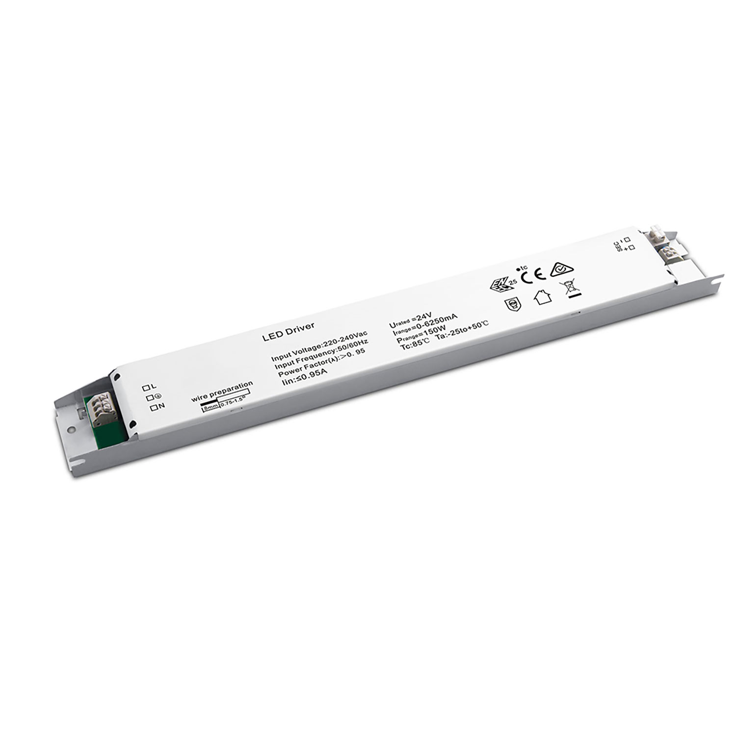 ISOLED LED Leuchten-Trafo 24V/DC 0-150W flach