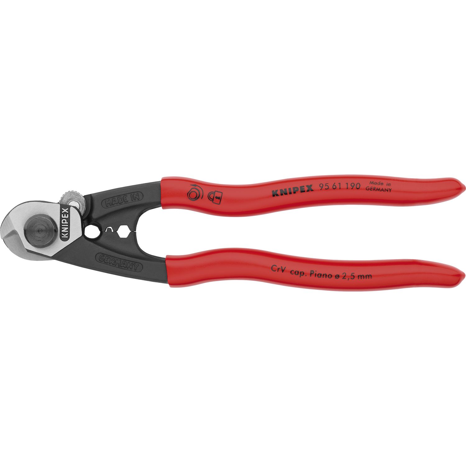 Knipex Drahtseilschere 9561 für Draht/Kabel bis 7mm, KS-Griff, poliert, L=190 mm