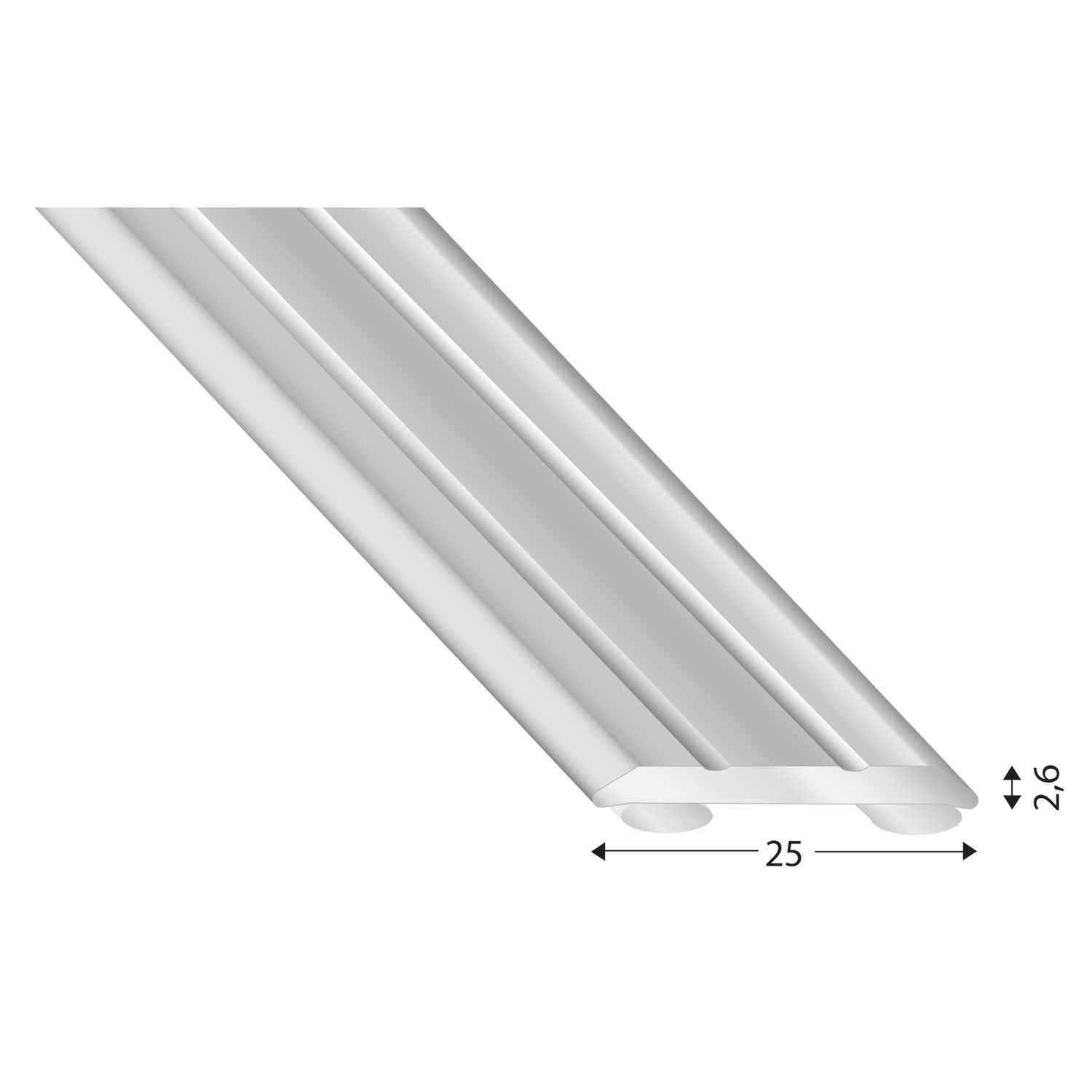 Kügele Abdeckprofil Alu silber eloxiert, selbstklebend, Breite 25 mm, 2700 mm
