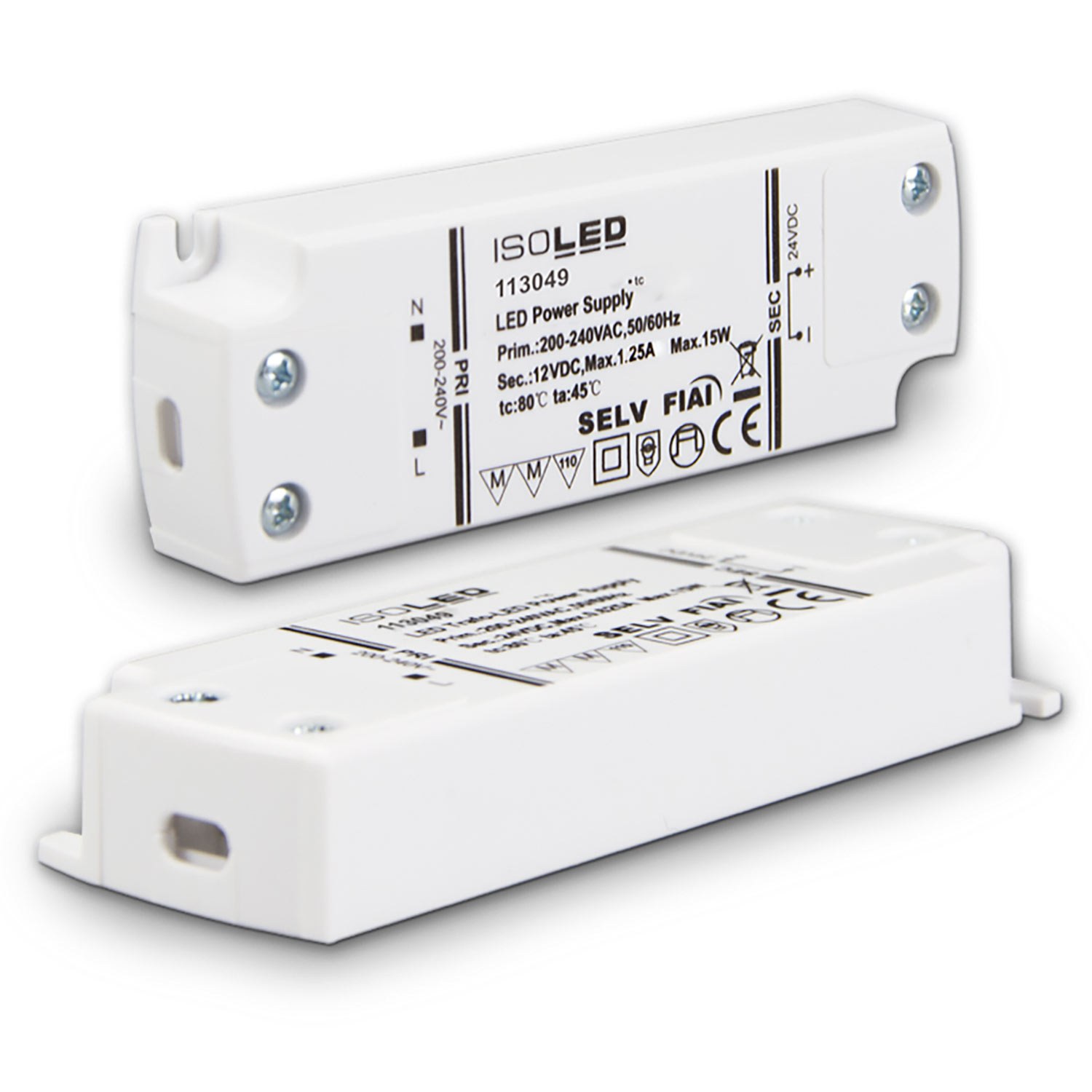 ISOLED LED Trafo 12V/DC 0-15W SELV ultraflach schmal