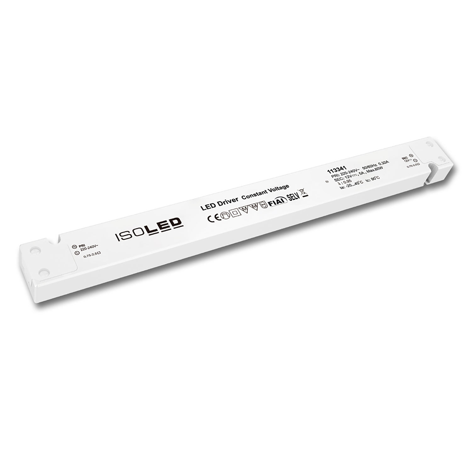 ISOLED LED Trafo 12V/DC 0-60W SELV ultraflach schmal