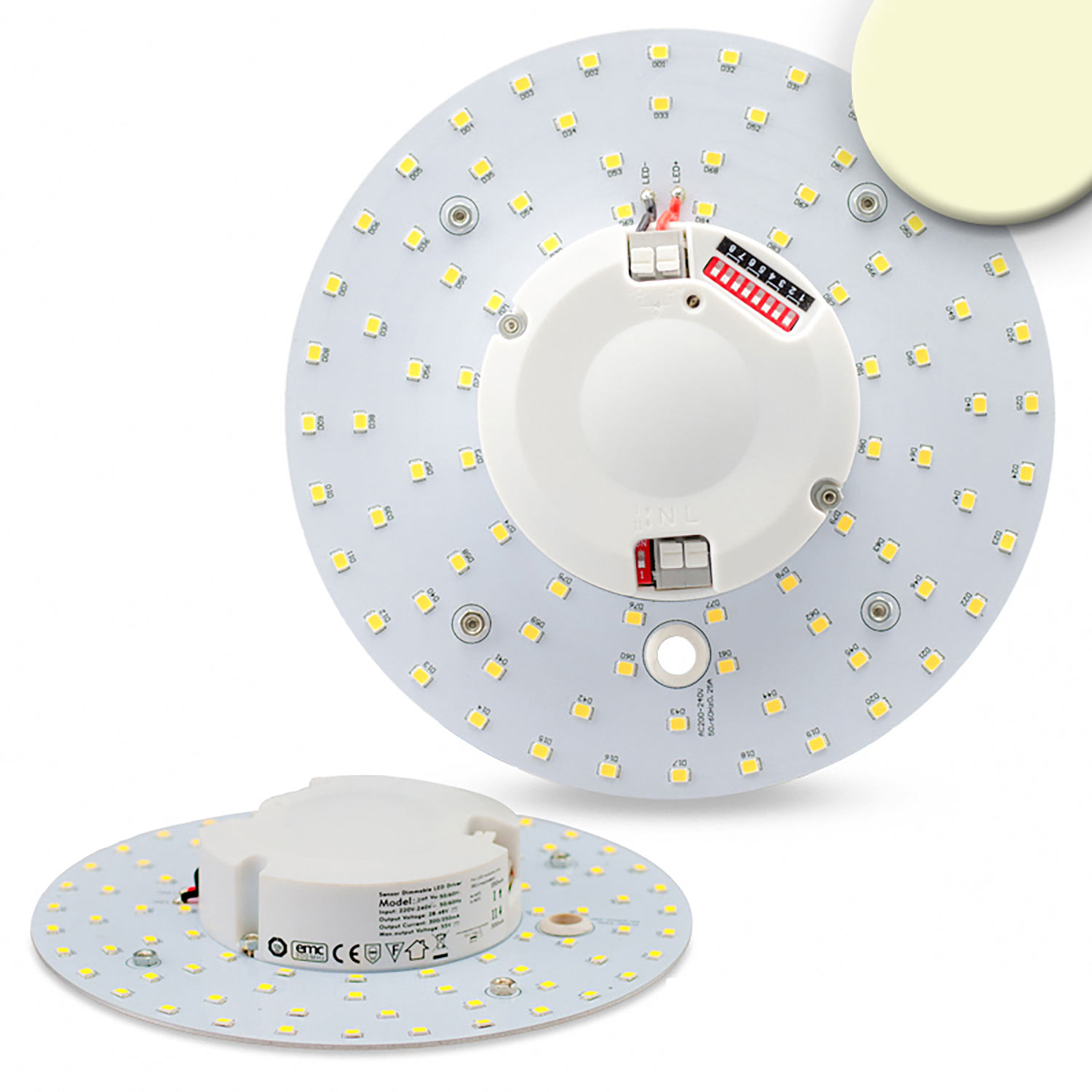 ISOLED LED Umrüstplatine 160mm 14W warmweiß mit Haltemagnet und HF-Bewegungssensor
