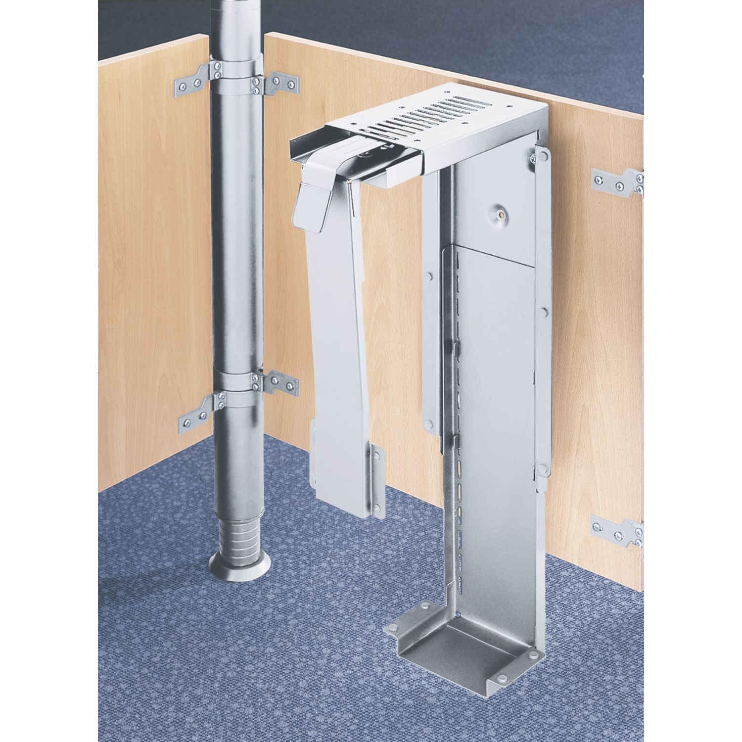 CONFURN PC-Halterung, 210 x 410 x 175 mm, Farbe silber