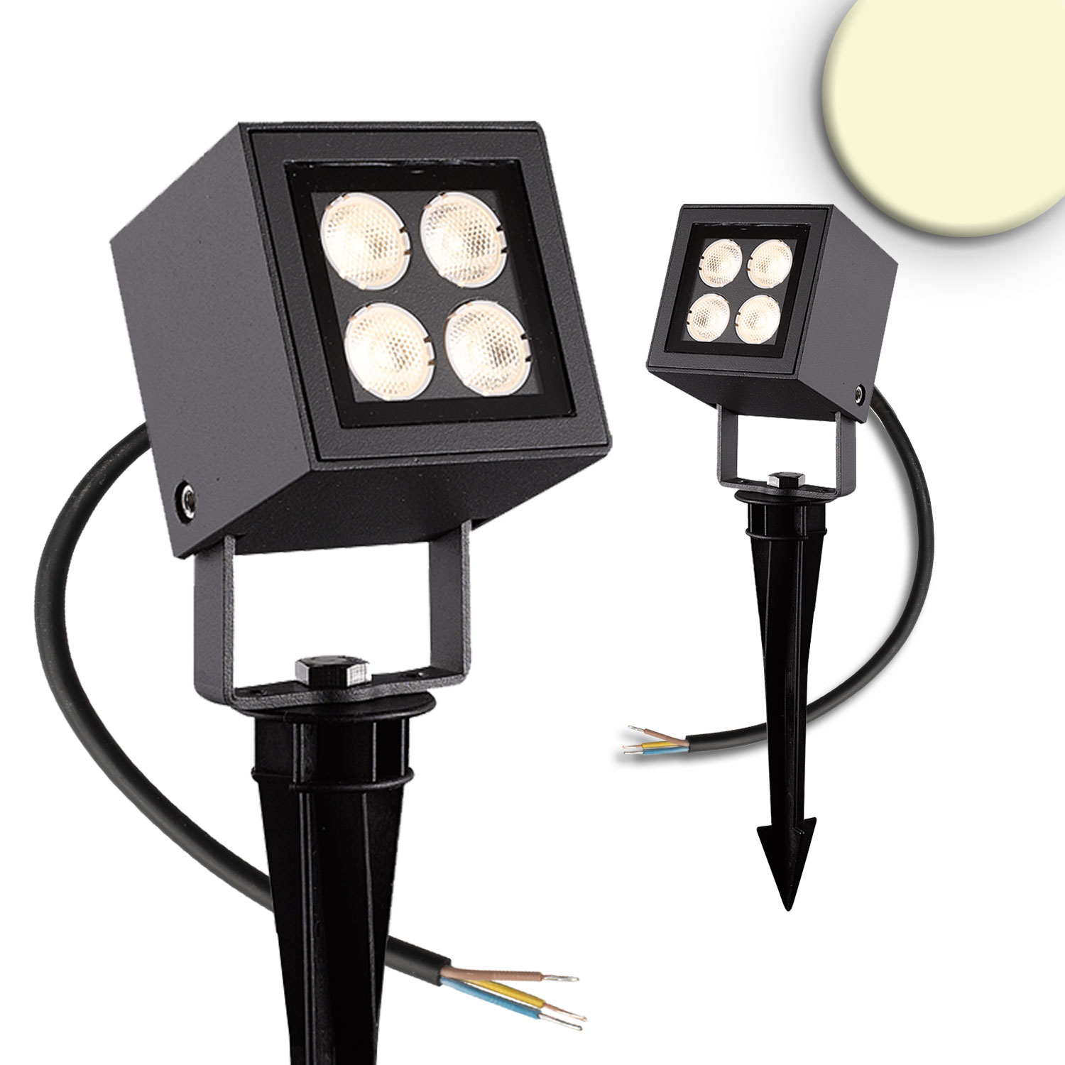 ISOLED LED Aussenstrahler Cube IP65 4x2W CREE anthrazit warmweiß