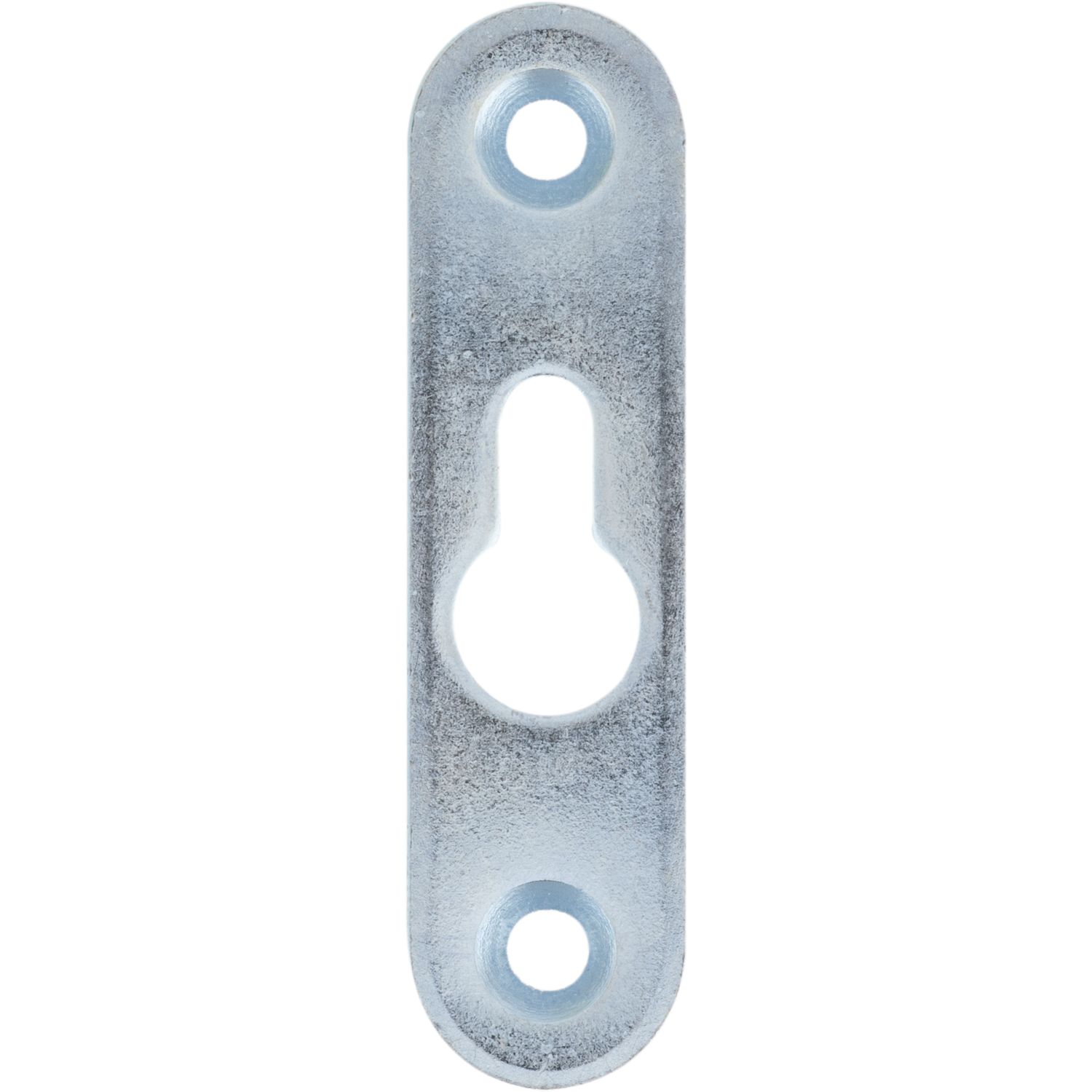 Linsen-Bettbeschlagplatte, 70 x 18 x 3 mm, 1 Schlüsselloch, Stahl verzinkt