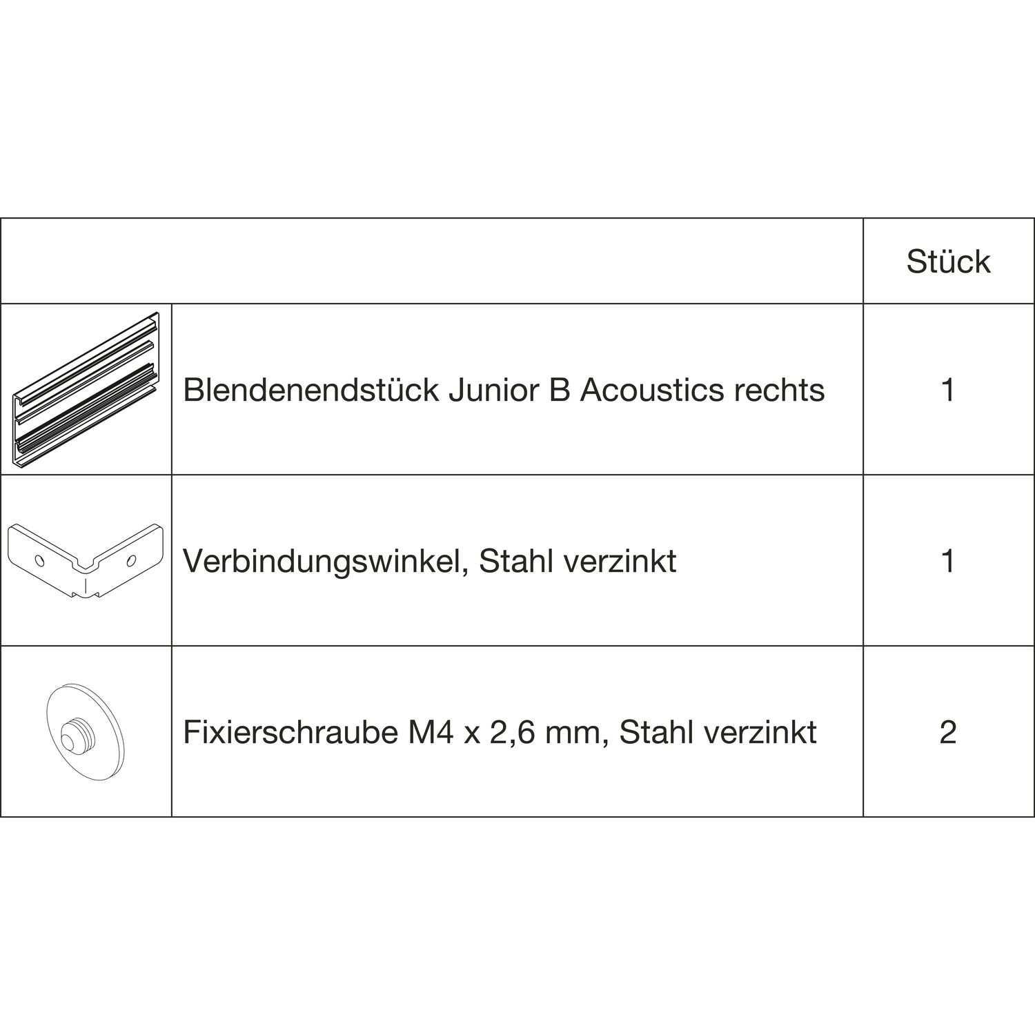 ninka HAWA-Junior 100/B Acoustics Abdeckkappen-Set Clipblende 95 mm rechts silber