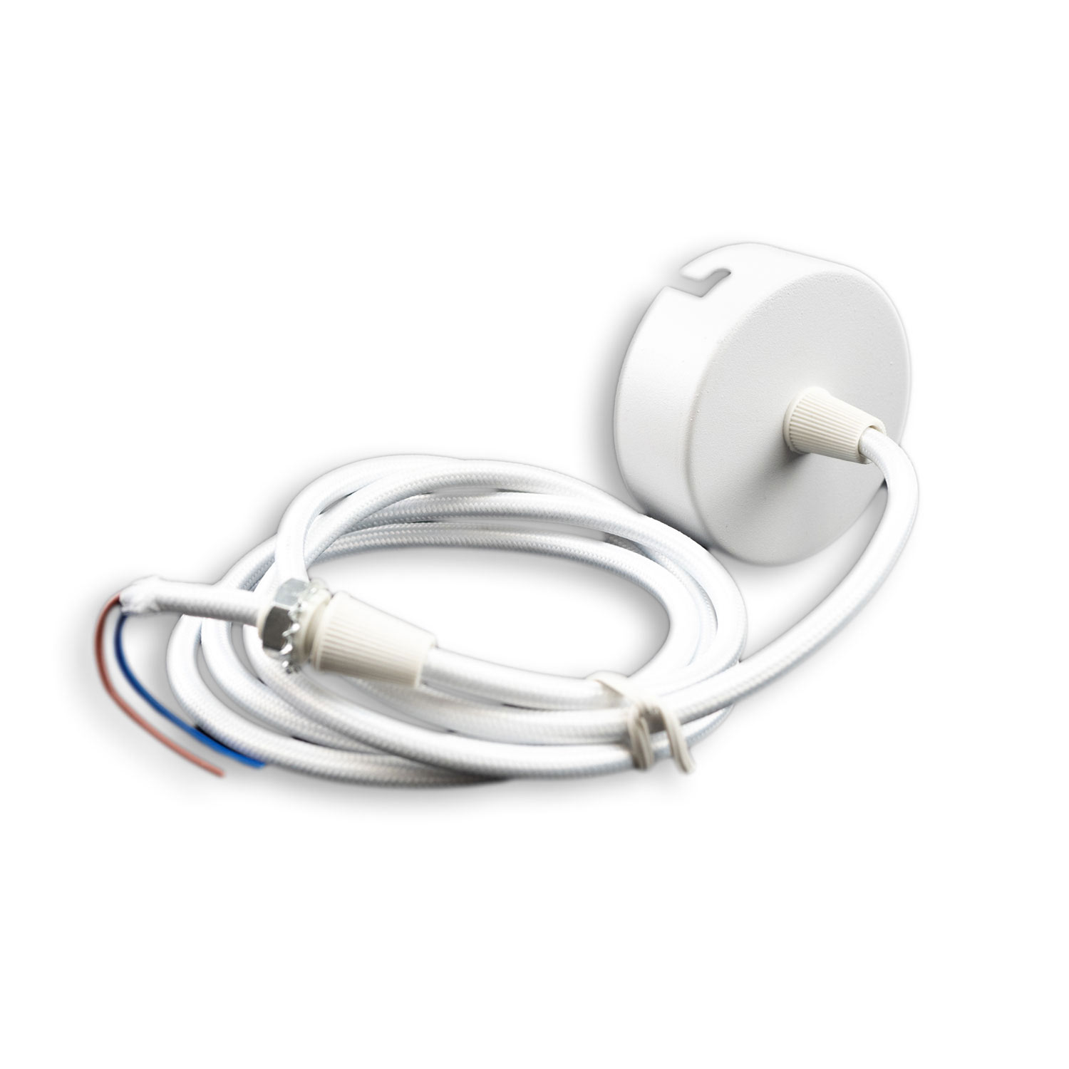 ISOLED Deckenbaldachin rund 60mm weiß inkl. 2-poliges Stoffkabel 1,5m