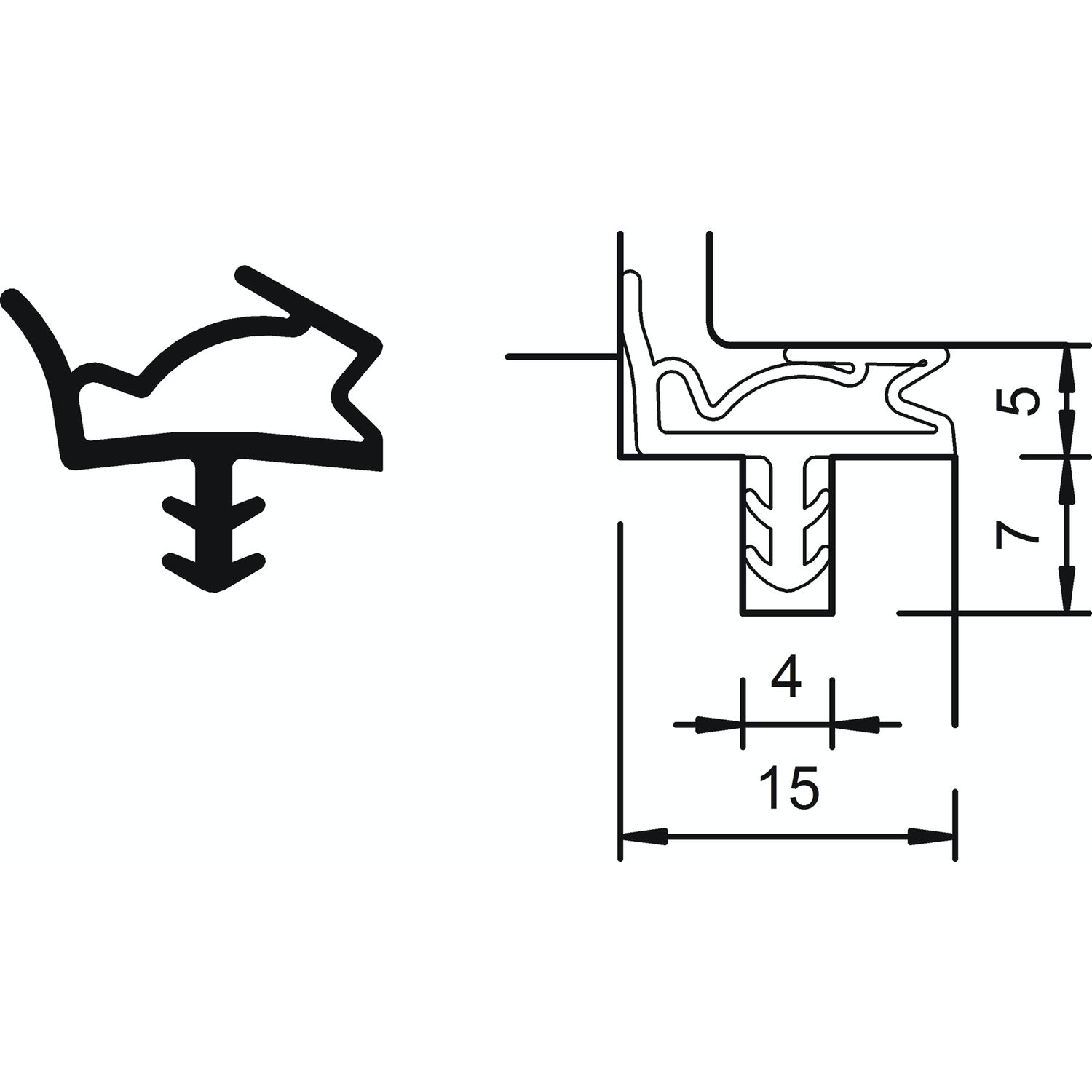 Türanschlagdichtung S 6615, Kunststoff rustikalbraun (50 m)