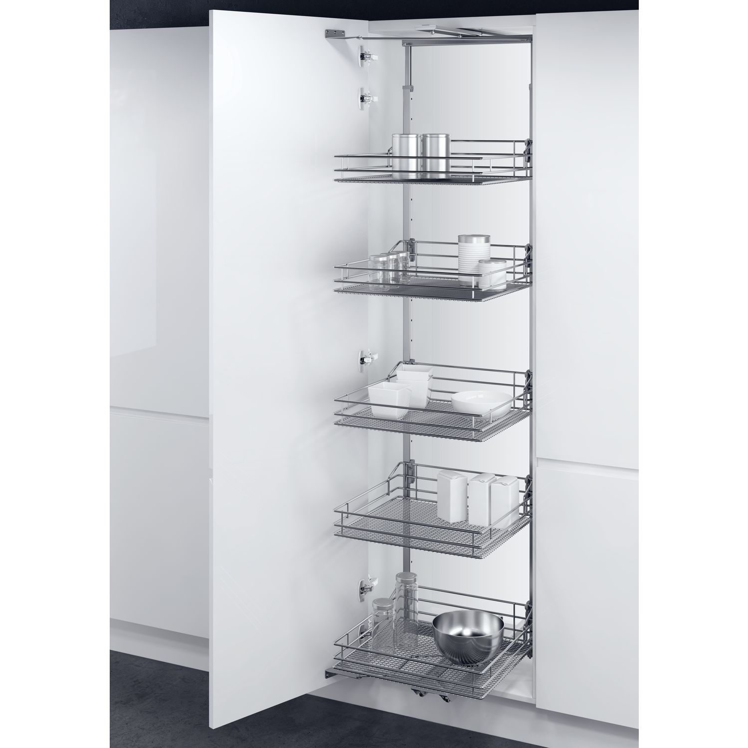 Vauth-Sagel VS TAL Gate Hochschrankauszug Set Saphir KB 600 mm 1200 - 1450 mm Silber