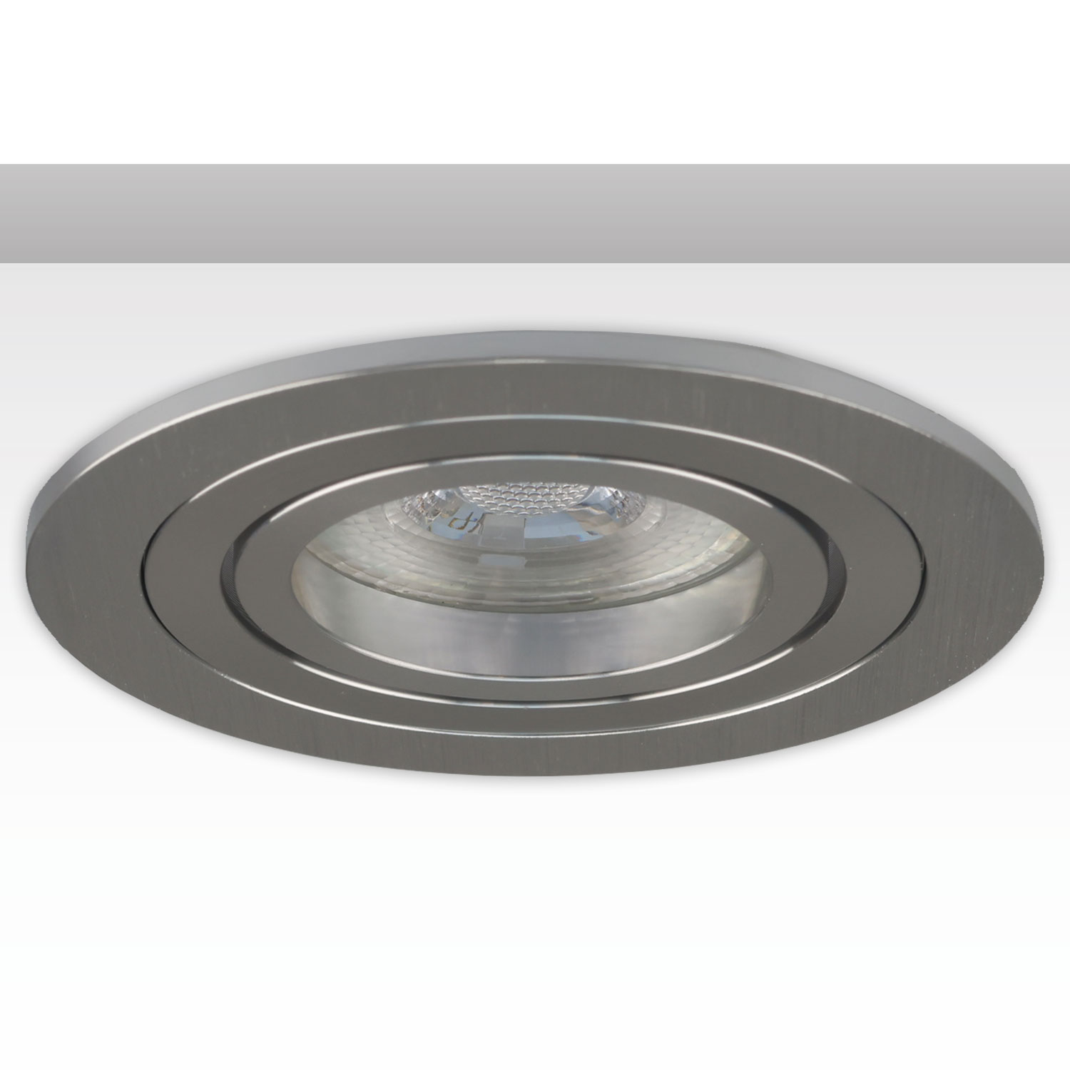 ISOLED Einbaurahmen rund Loch 80mm Alu gebürstet + Alu gebürstet für GU10/MR16 Spots